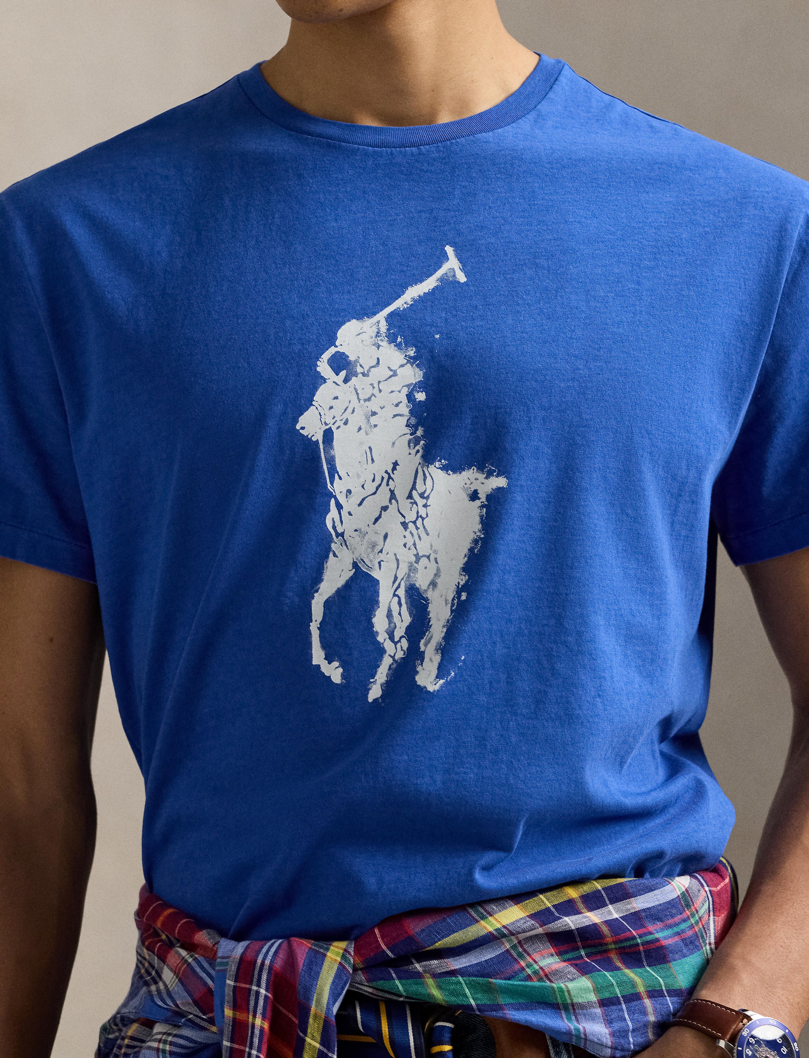 Men's Polo Ralph Lauren Classic Fit Big Pony Jersey T-Shirt New Iris Blue