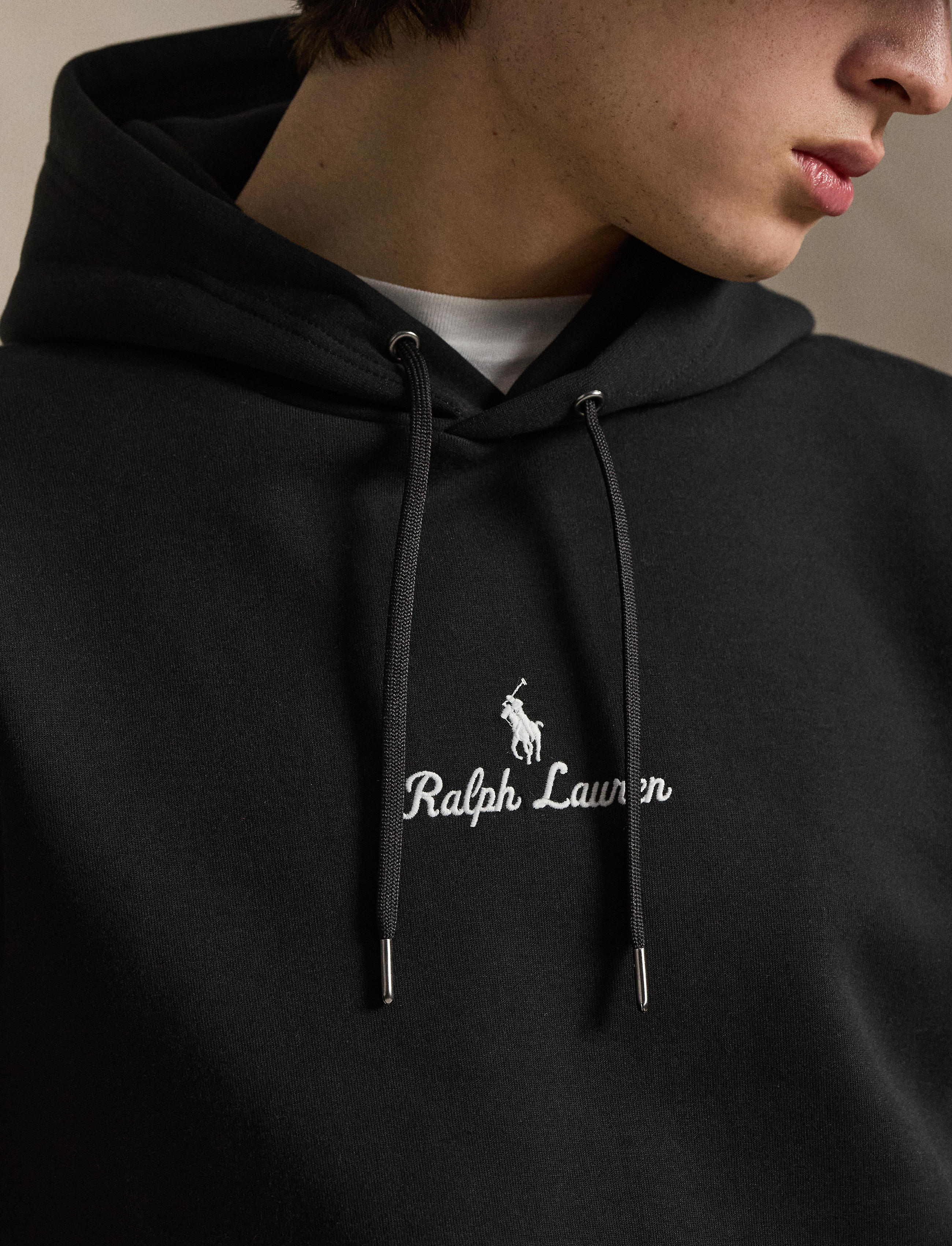 Men's Polo Ralph Lauren Logo Double-Knit Hoodie Black