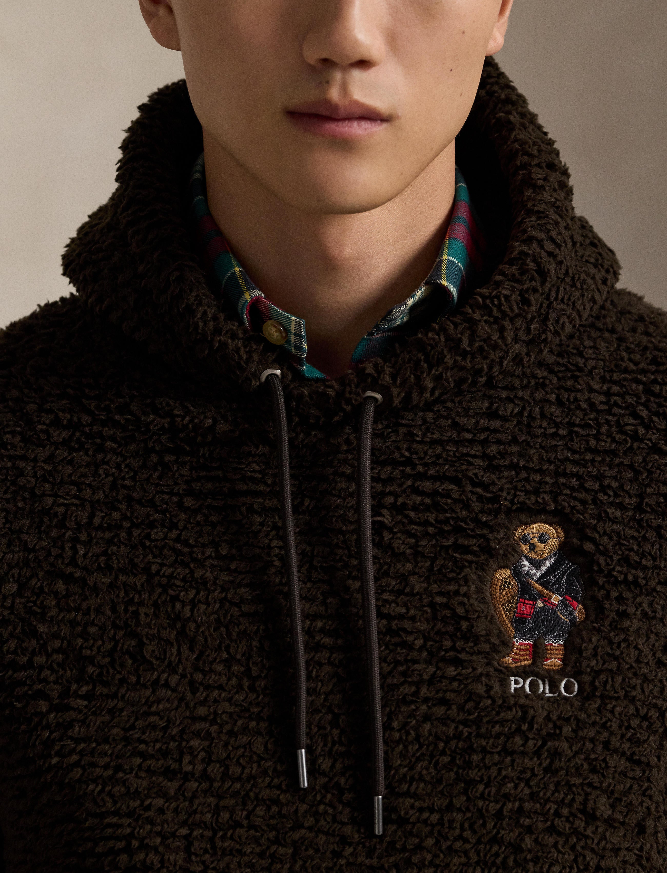 Men's Polo Ralph Lauren Polo Bear Pile Fleece Hoodie Antique Brown