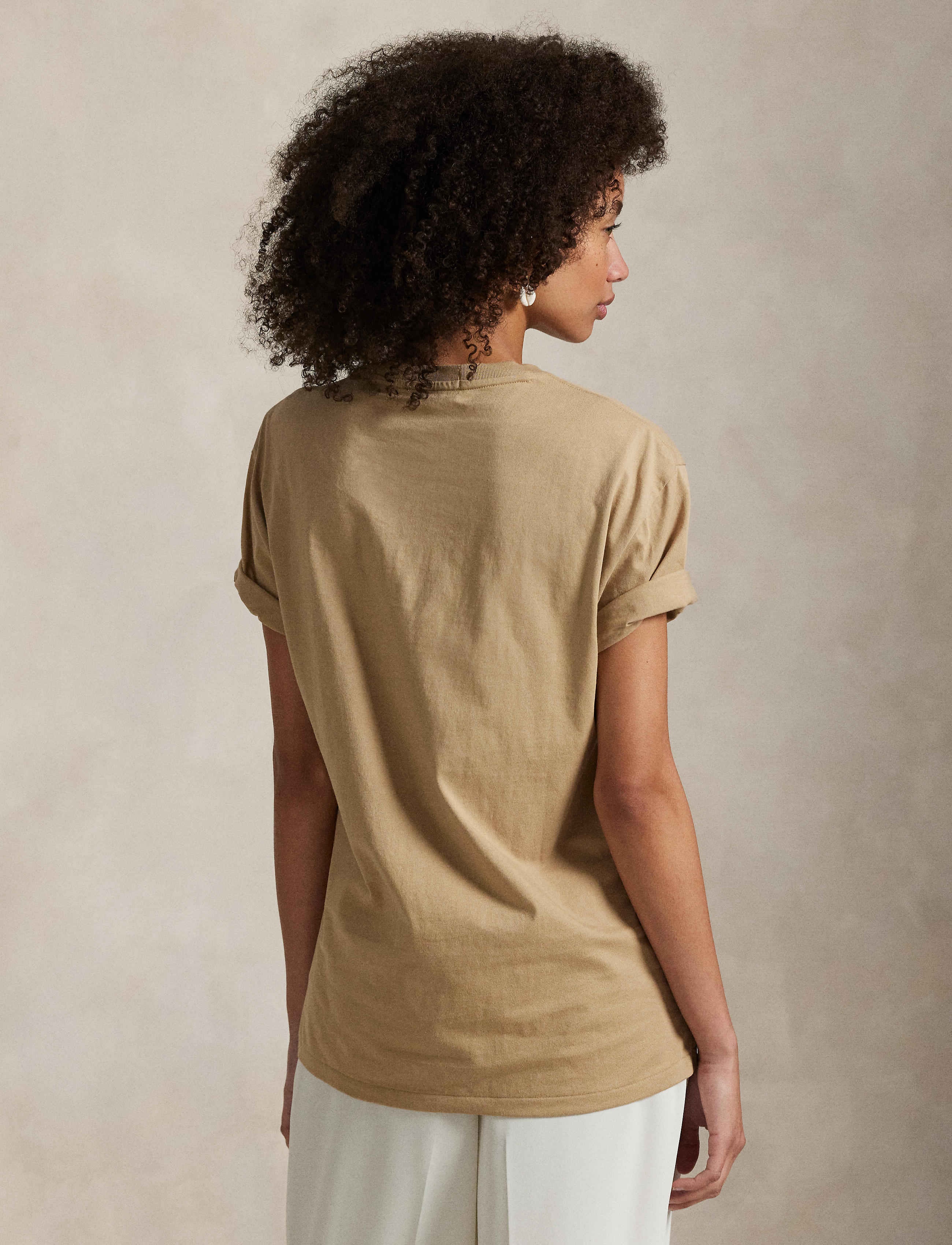 Unisex Polo Ralph Lauren Classic Fit Logo Jersey T-Shirt Vintage Khaki