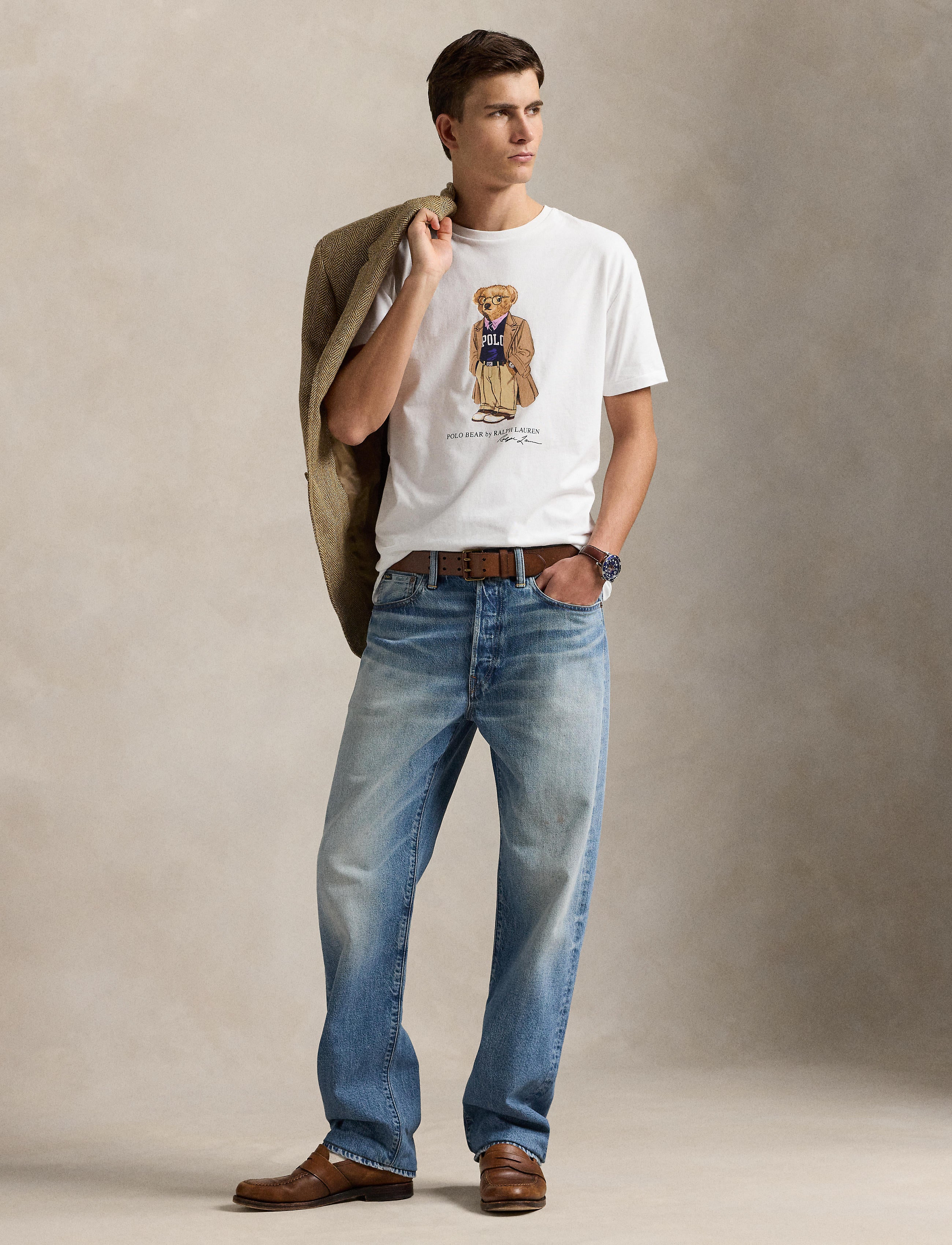 Men's Polo Ralph Lauren Classic Fit Polo Bear Jersey T-Shirt White Heritage Bear