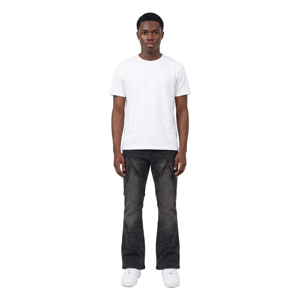 MAXWELL | Studded Bootcut Jeans in Black