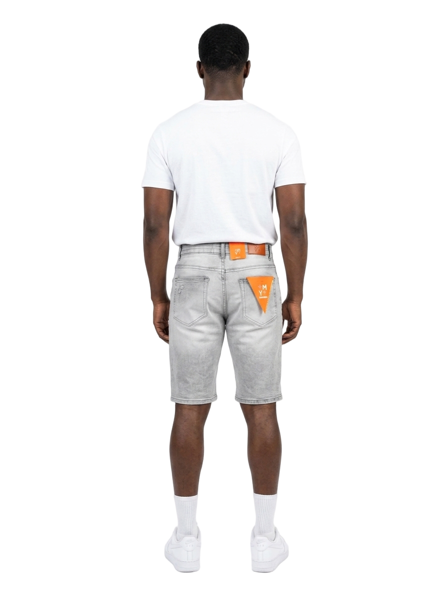 Men's Ripped Distressed Denim Jean Shorts | Grey