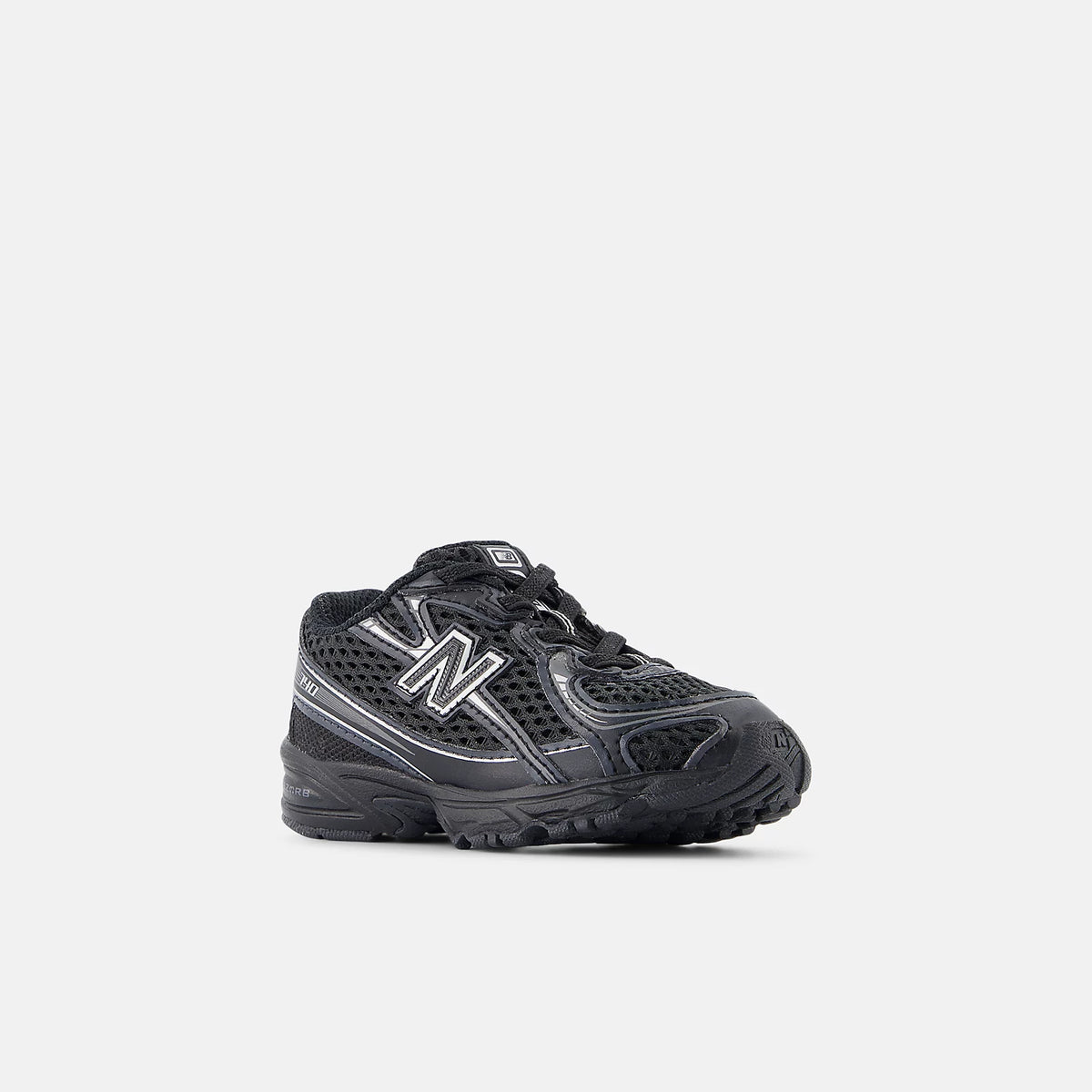 Toddlers New Balance 740 Bungee Lace Shoes Black with Silver Metallic IZ740BM