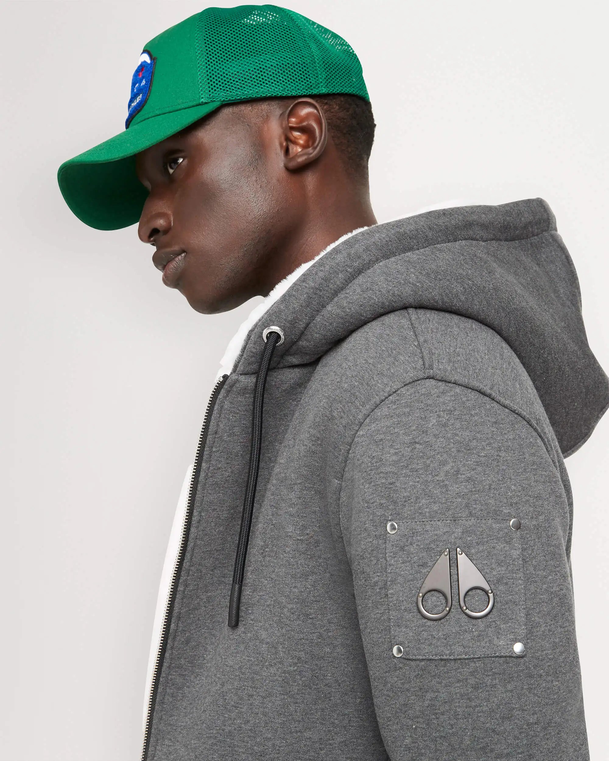 Unisex Moose Knuckles Classic Bunny Hoodie Charcoal White