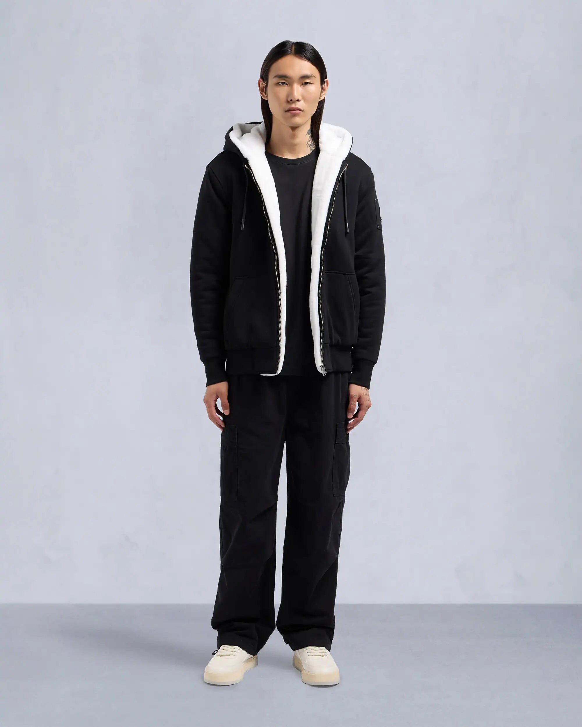 Unisex Moose Knuckles Classic Bunny Hoodie Black White