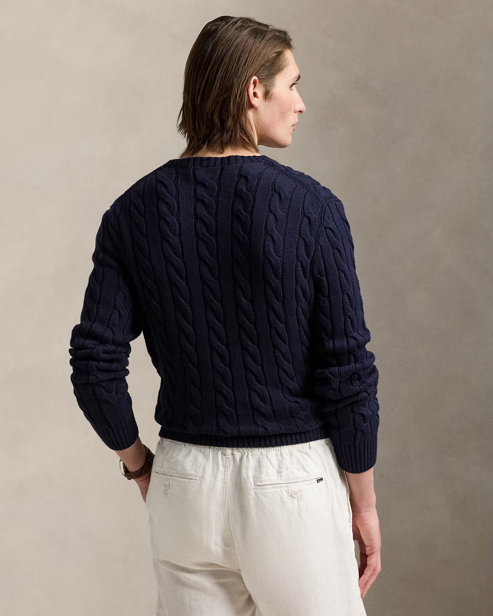 Men's Polo Ralph Lauren Cable-Knit Cotton Sweater Hunter Navy