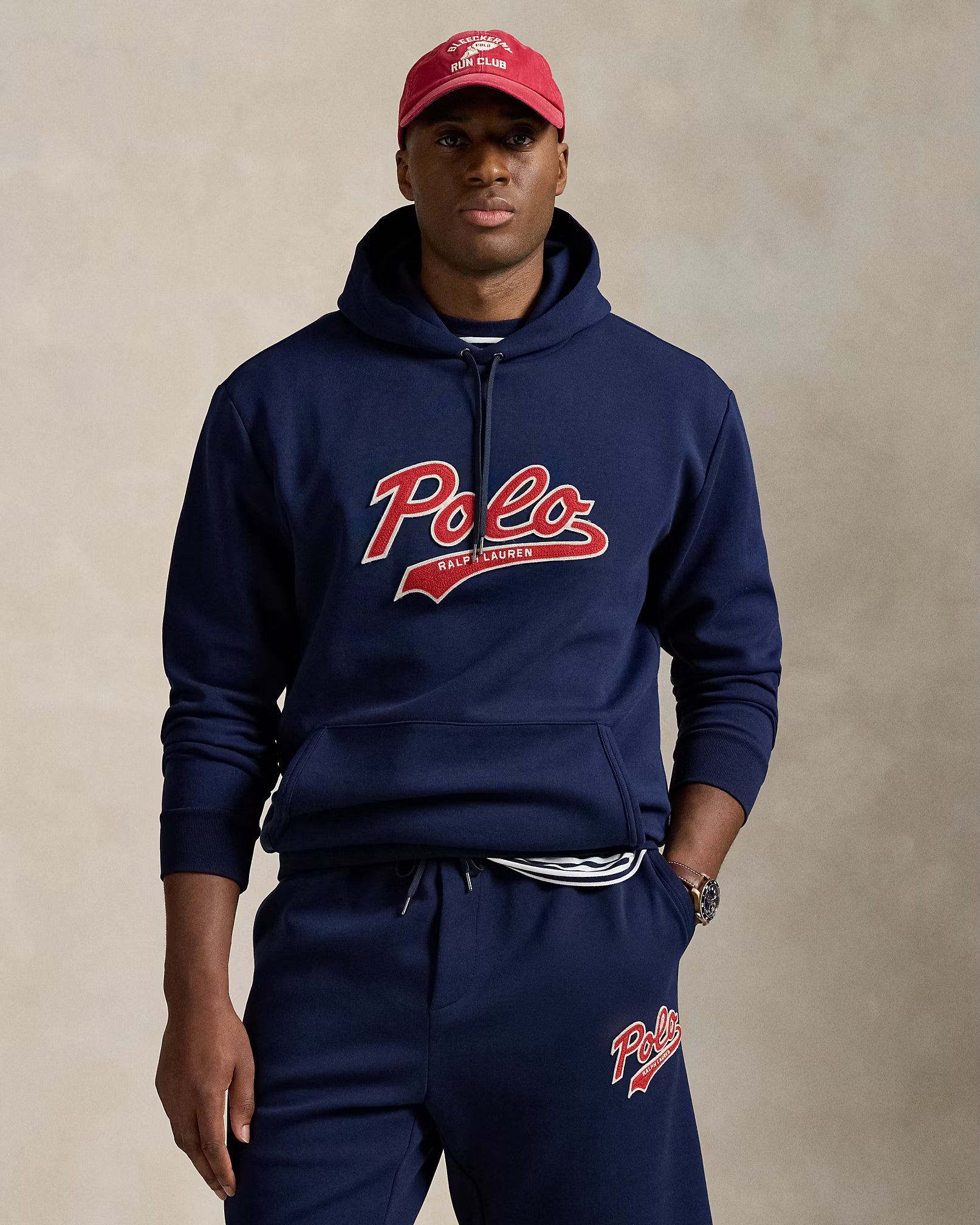 Men's Polo Ralph Lauren Logo Double-Knit Hoodie Cruise Navy