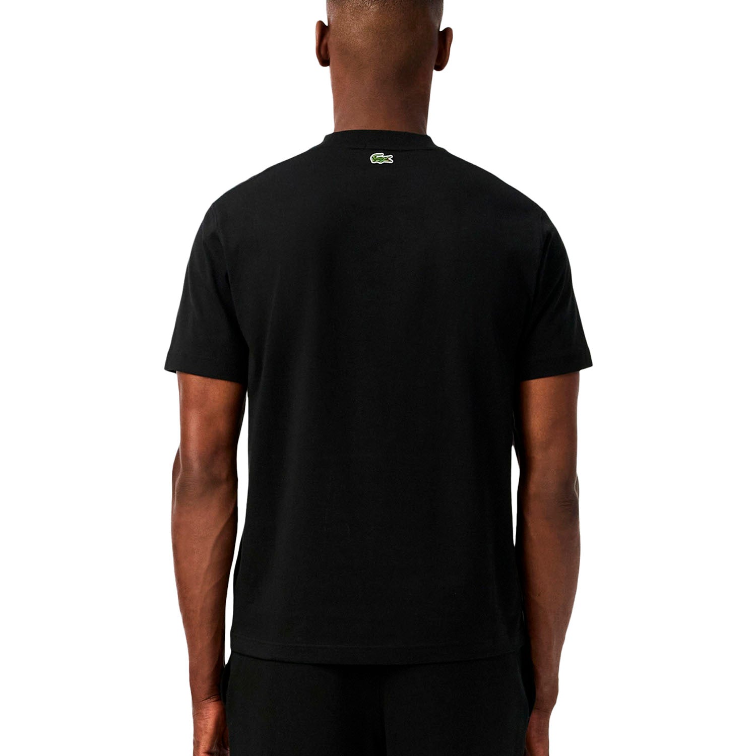 Unisex Lacoste Signature Print Cotton T-Shirt Black