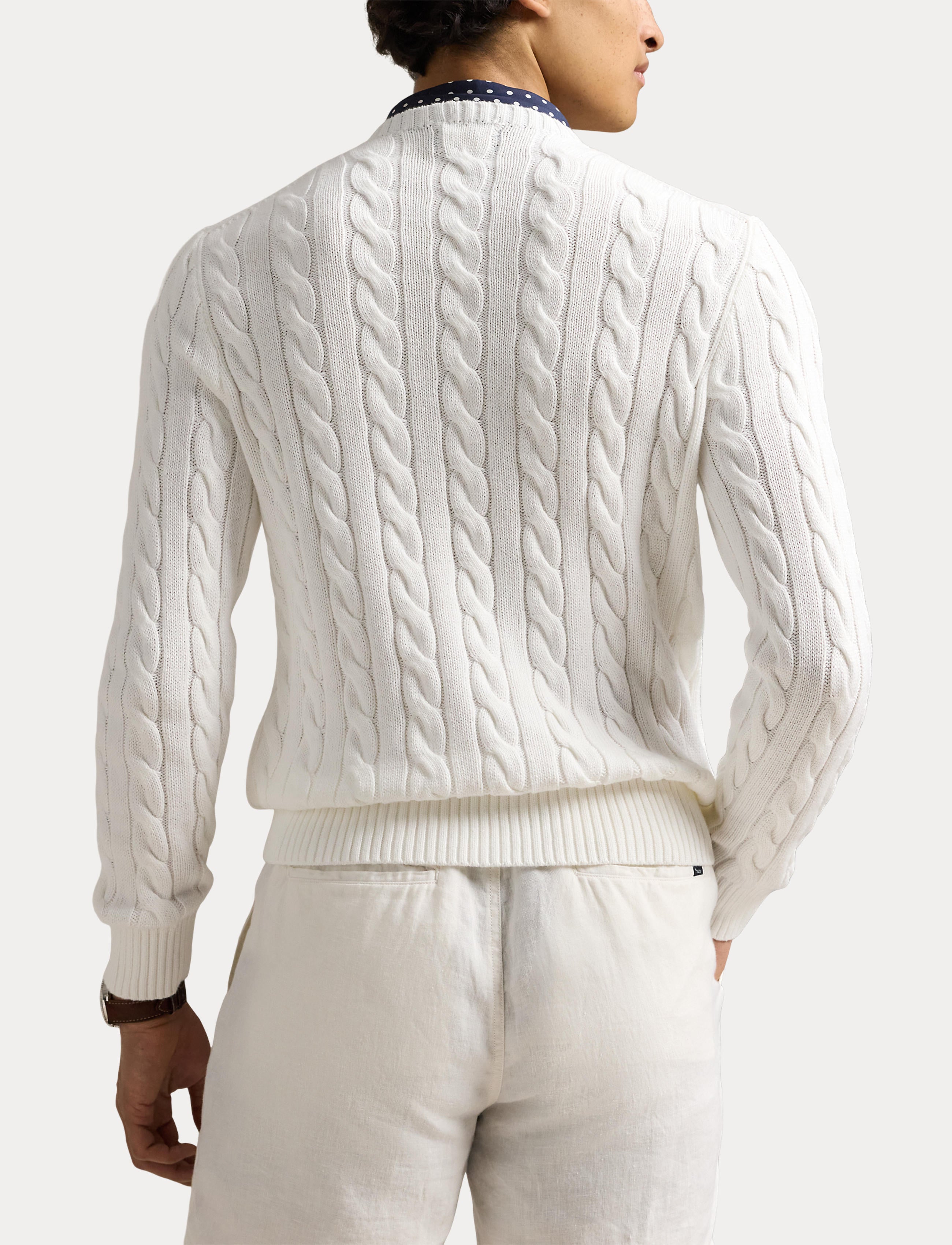 Men's Polo Ralph Lauren Cable-Knit Cotton Sweater White