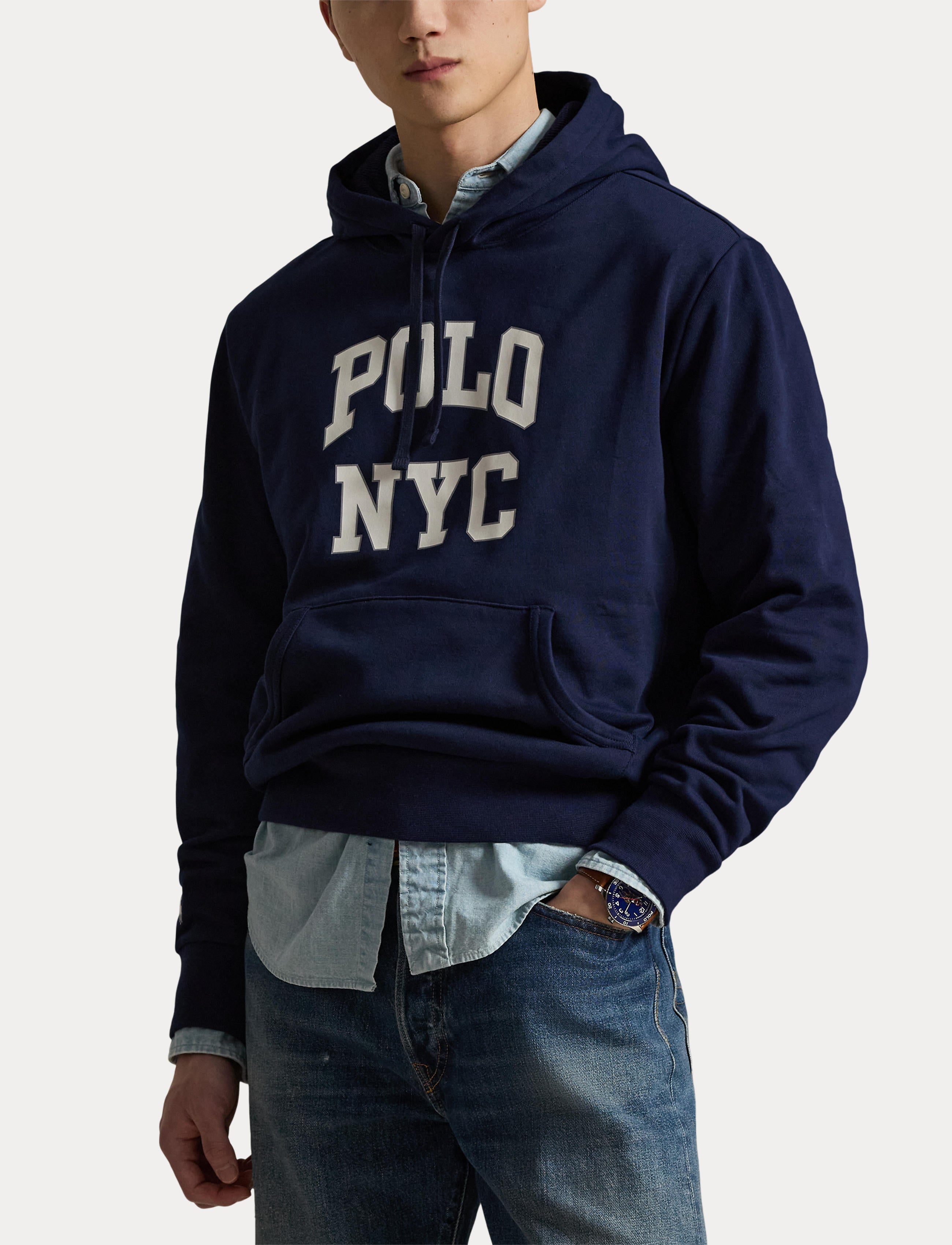 Men's Polo Ralph Lauren Fleece Graphic NYC Hoodie Cruise Navy