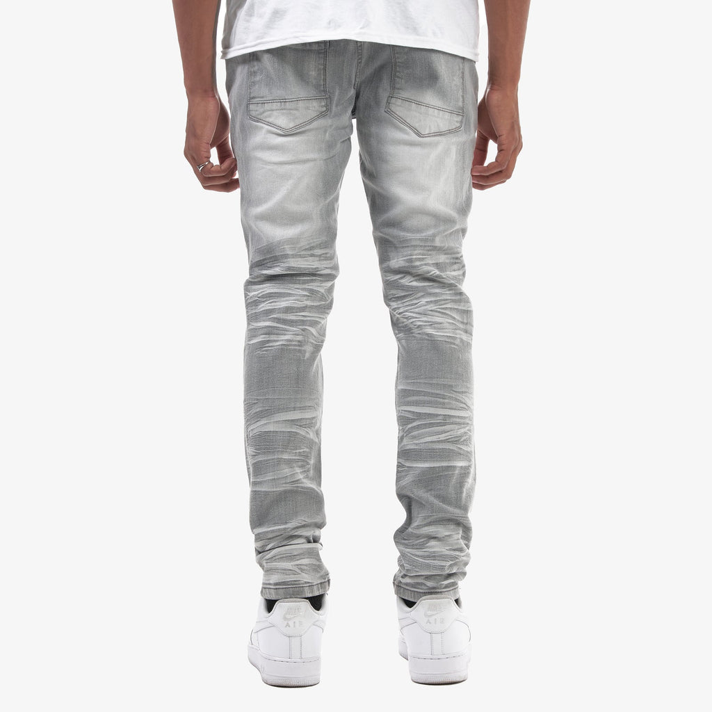 Men's Copper Rivet Jeans With Rips Grey