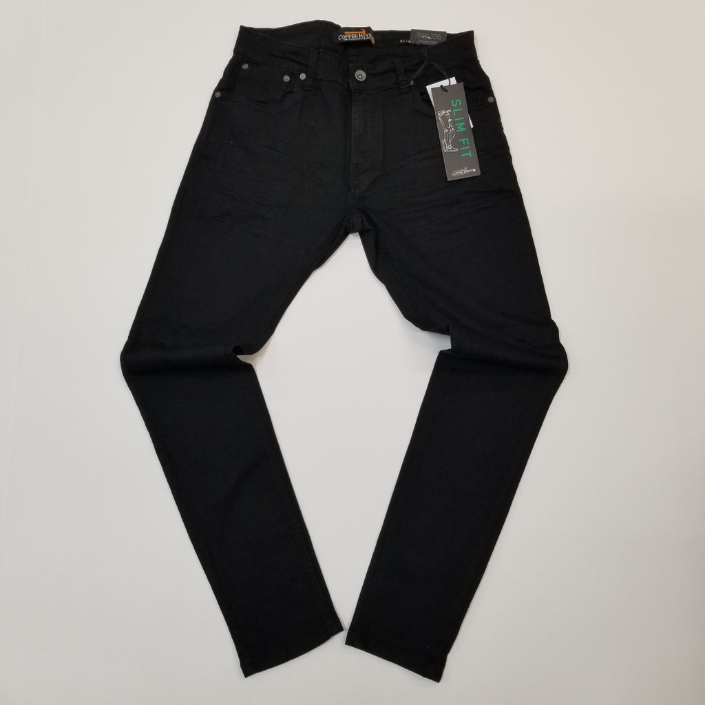 Men's Copper Rivet Whiskered Jeans Jet Black