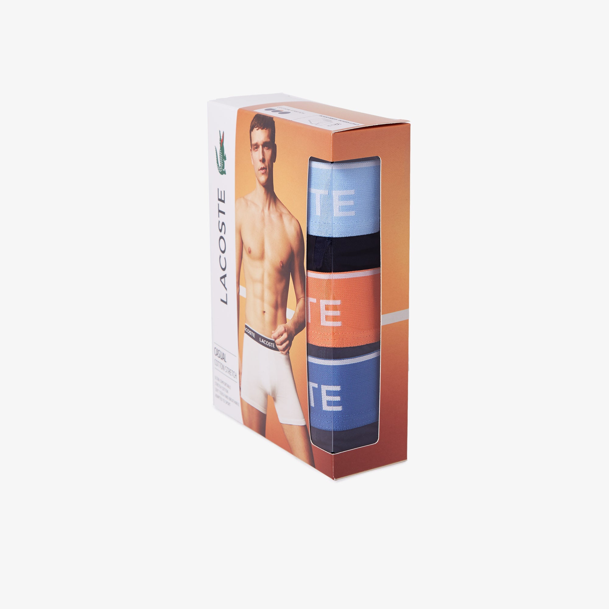 Men's Lacoste Colored Lettered Waist Boxer Briefs 3-Pack