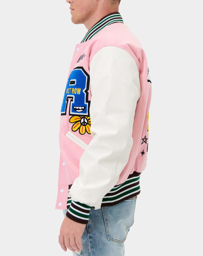 Unisex First Row State League Varsity Jacket Pink