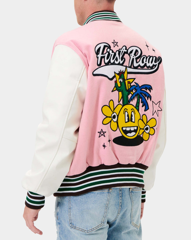 Unisex First Row State League Varsity Jacket Pink