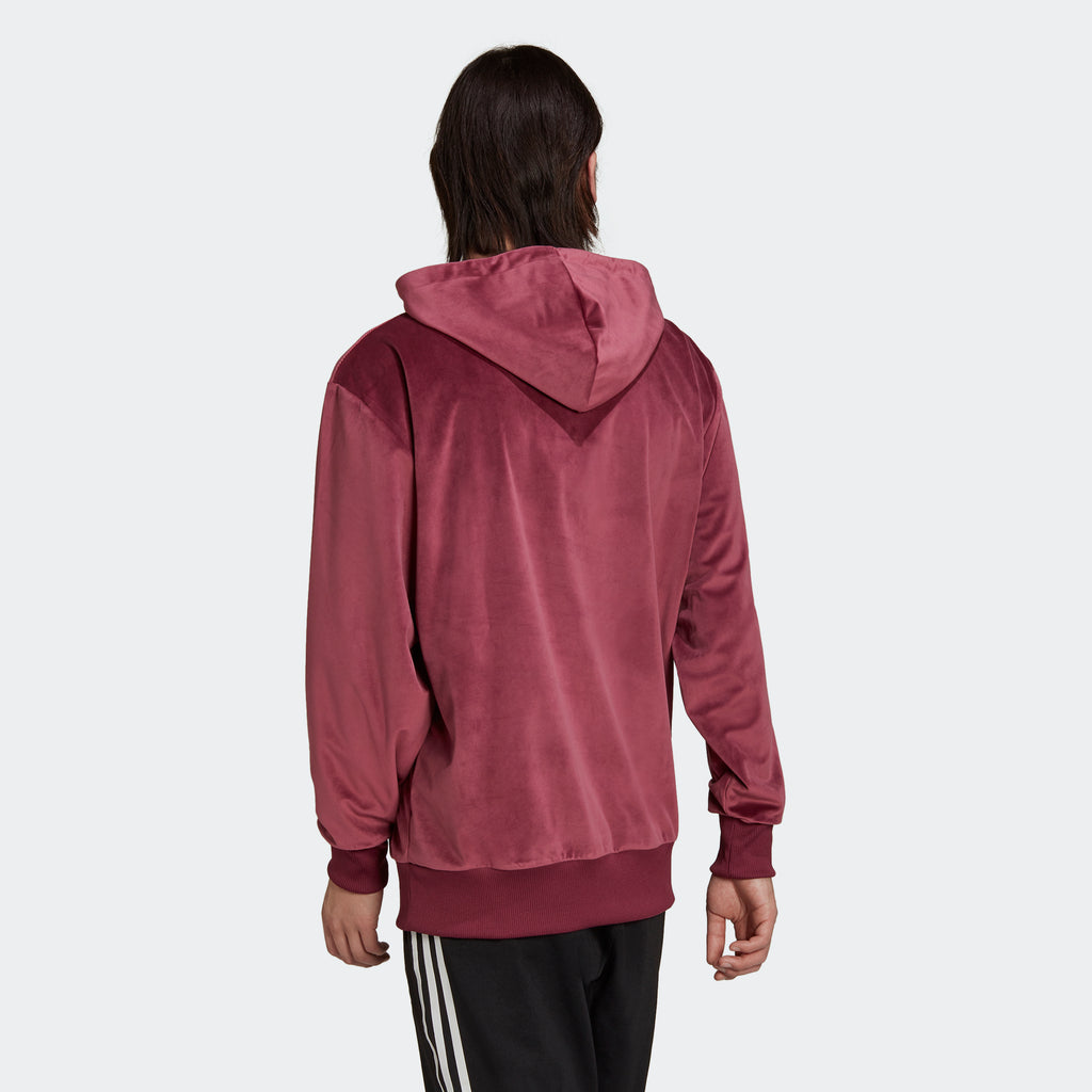 Men’s adidas Originals Adicolor Velour Hoodie Burgundy