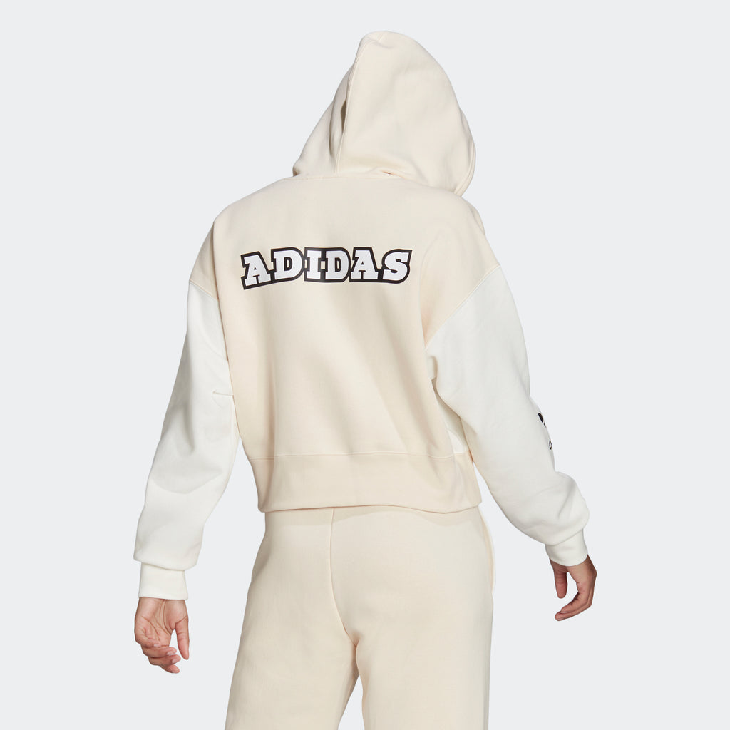 Women's adidas Originals Logo Play Cropped Hoodie White