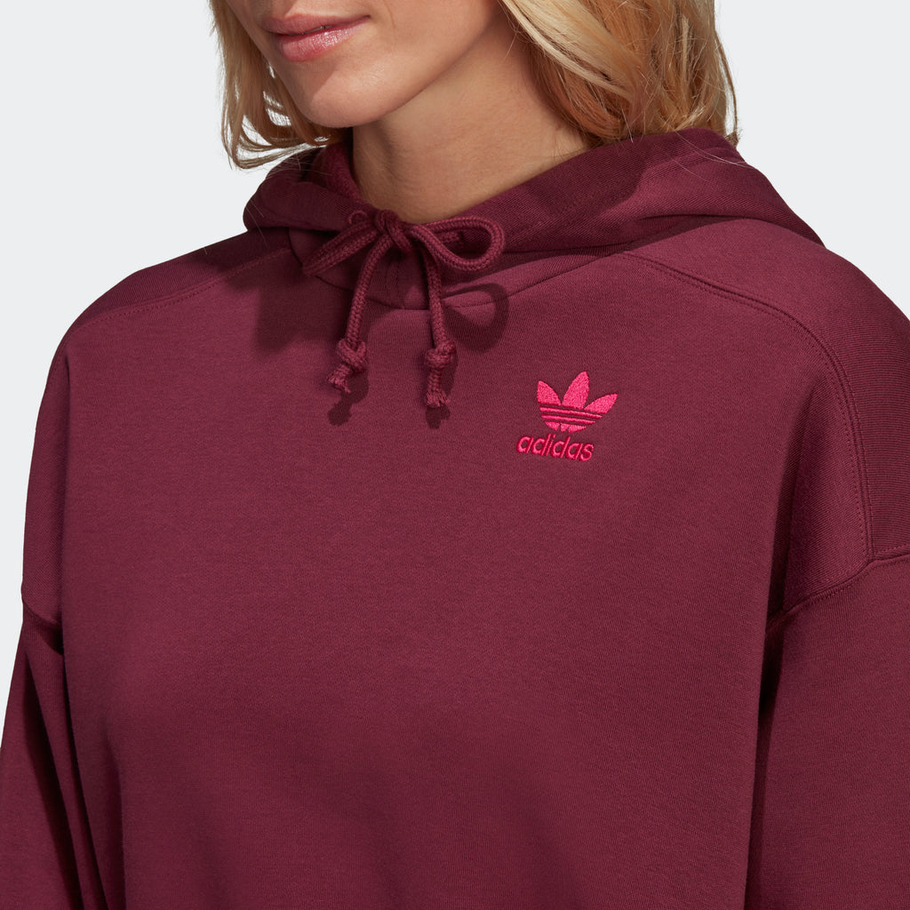 Women's adidas Originals Logo Play Cropped Hoodie Crimson