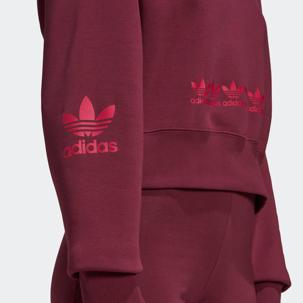 Women's adidas Originals Logo Play Cropped Hoodie Crimson