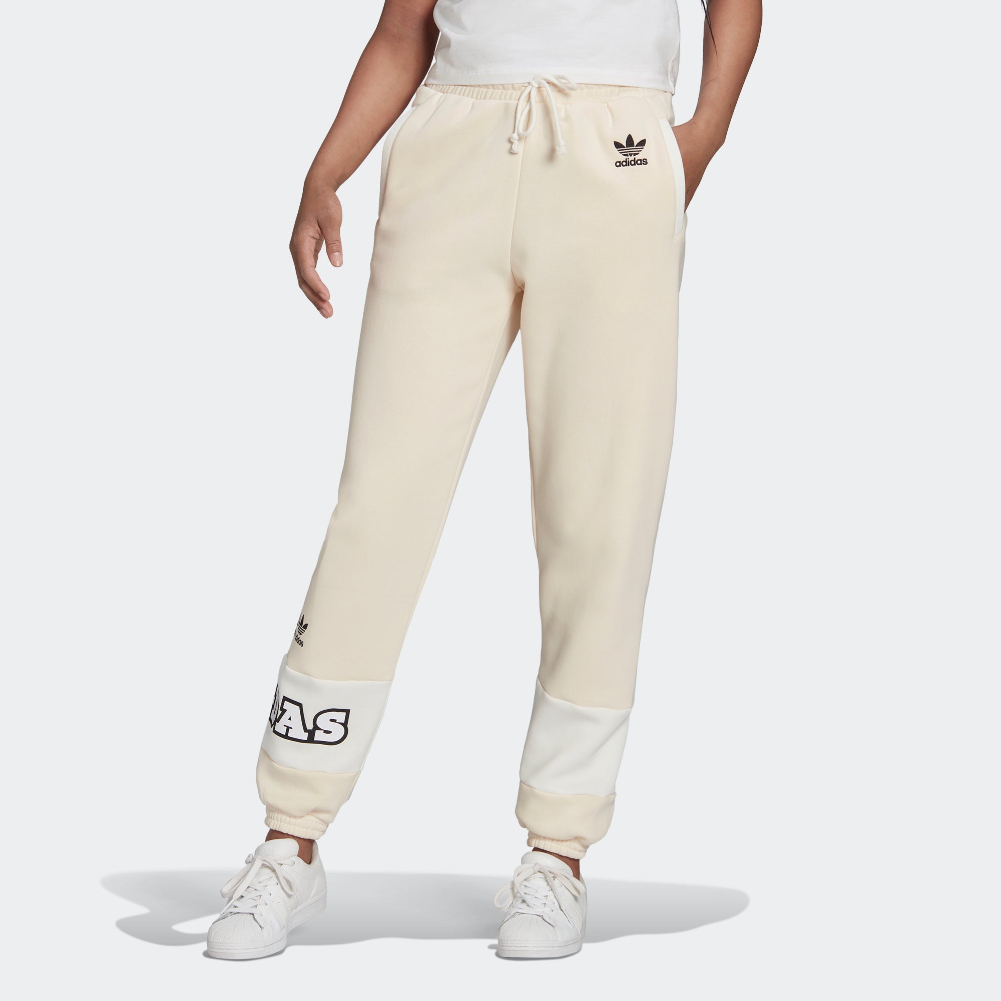 Women's adidas Originals Logo Play Cuff Pants White