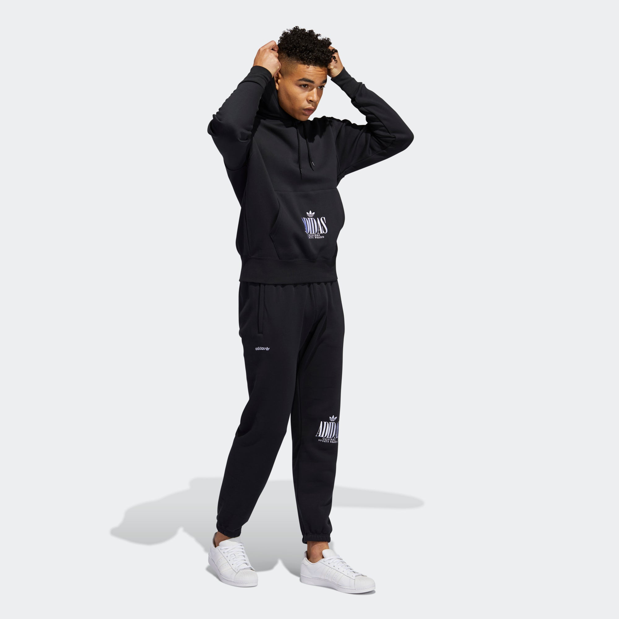 Men's adidas Originals Trefoil Script Hoodie Black