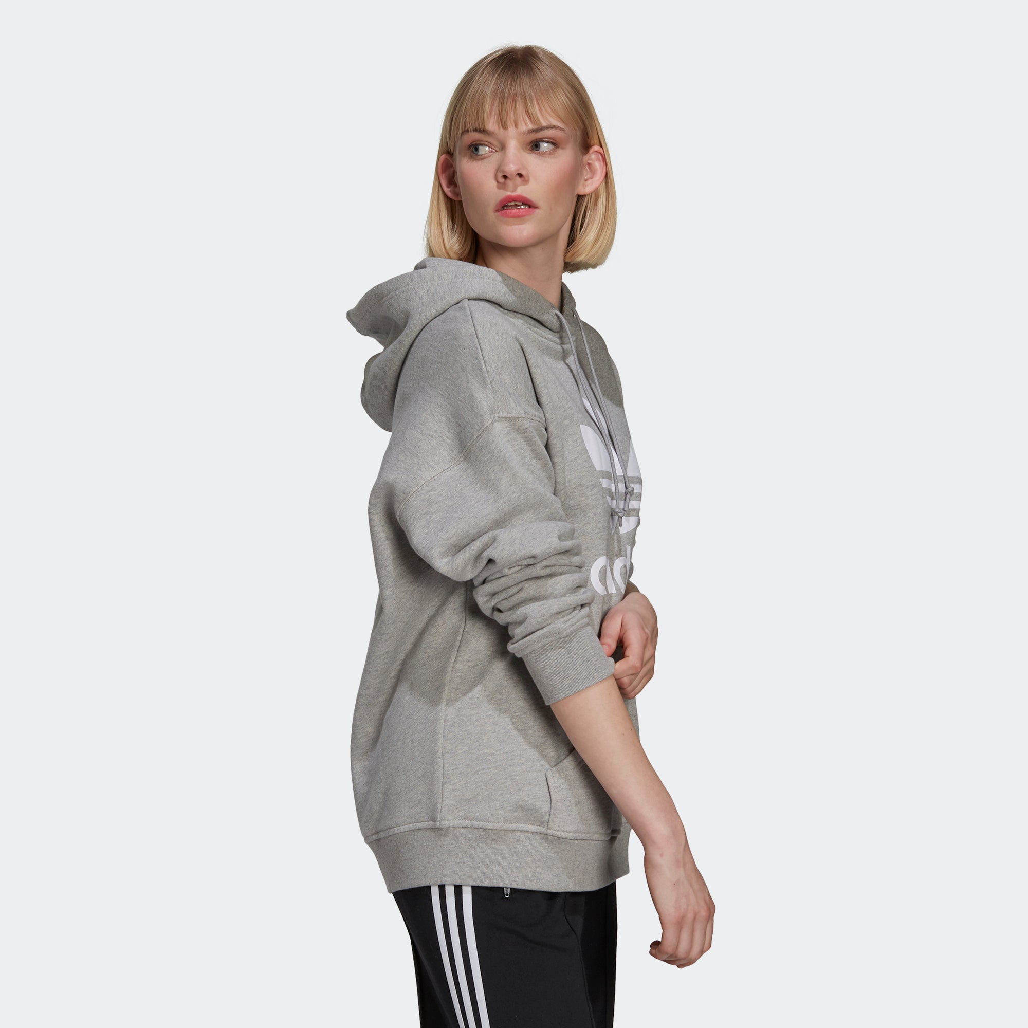 Women's adidas Originals Adicolor Trefoil Hoodie Grey