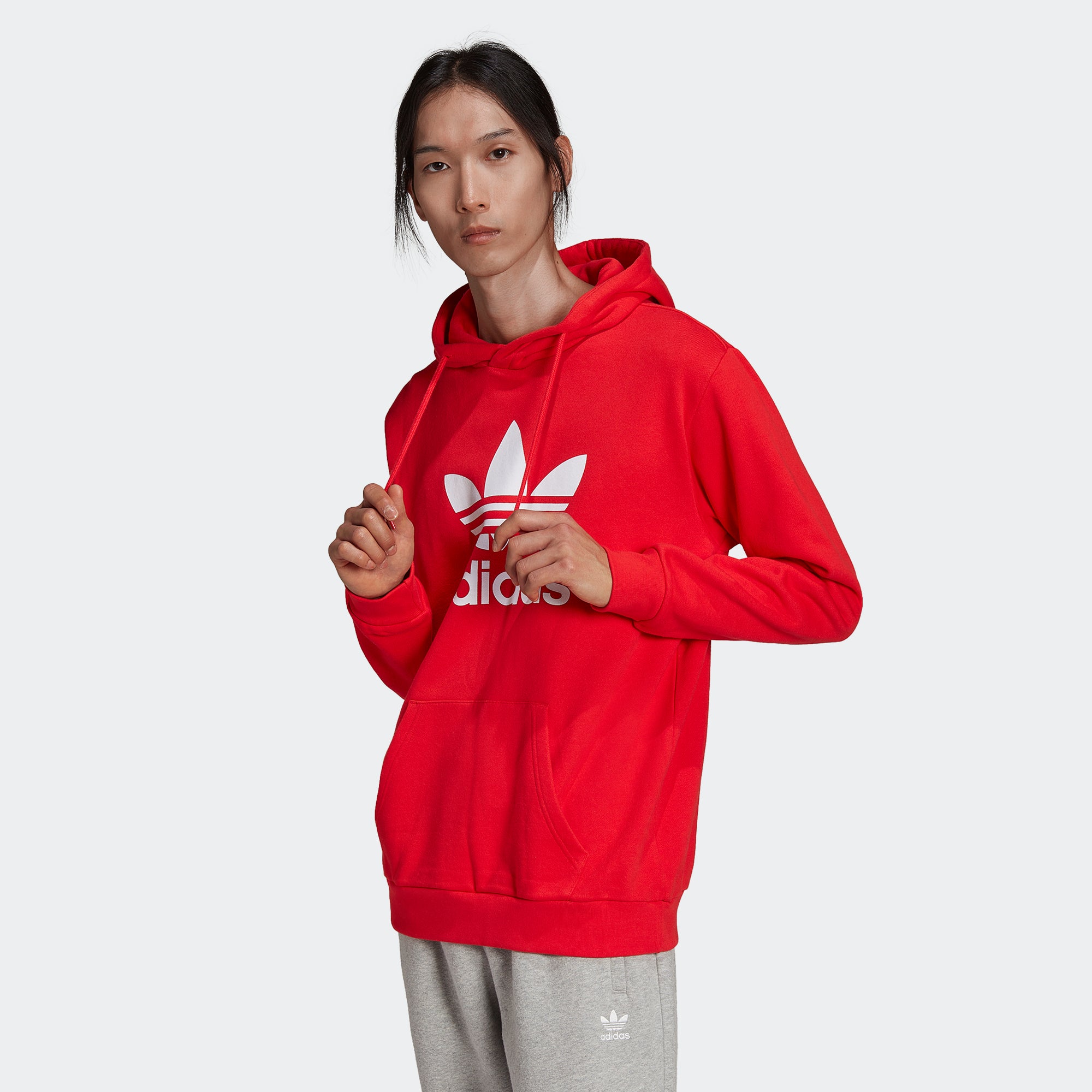 Men's adidas Originals Adicolor Classics Trefoil Hoodie Red