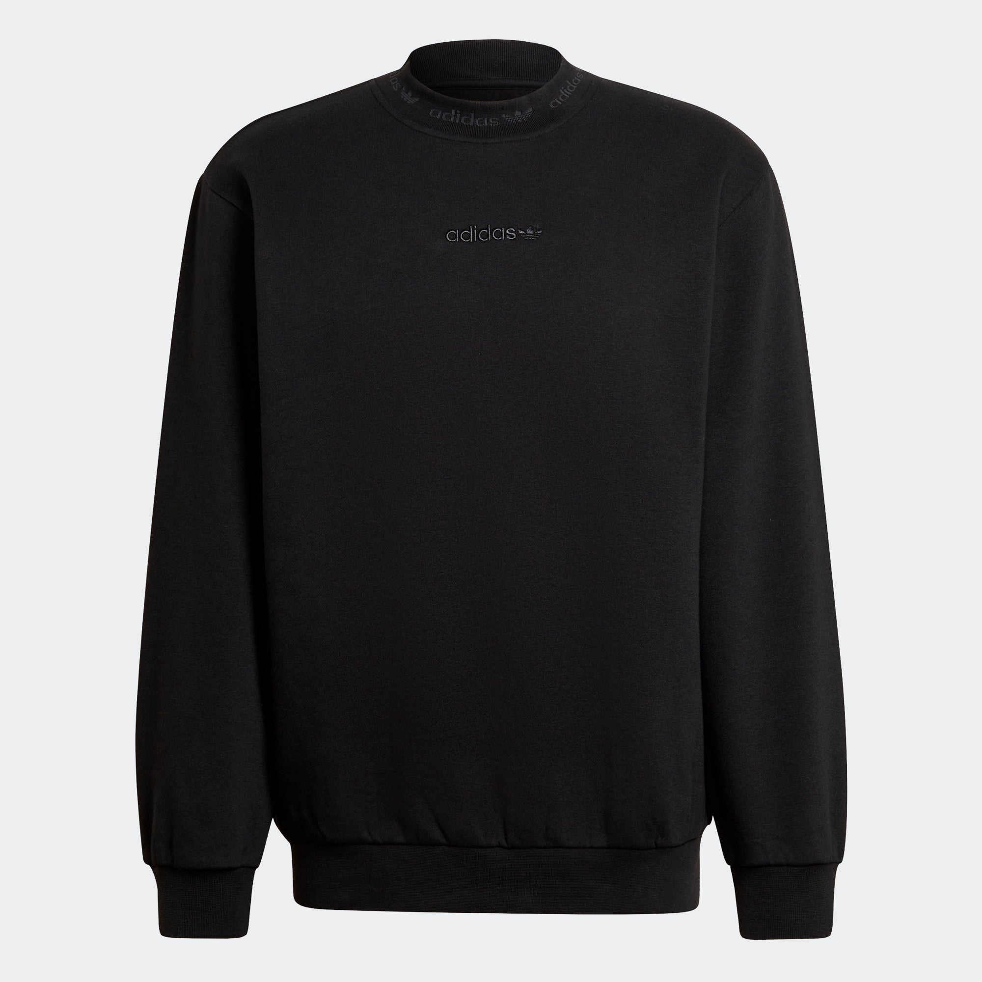 Men's adidas Originals Trefoil Linear Crew Sweatshirt Black