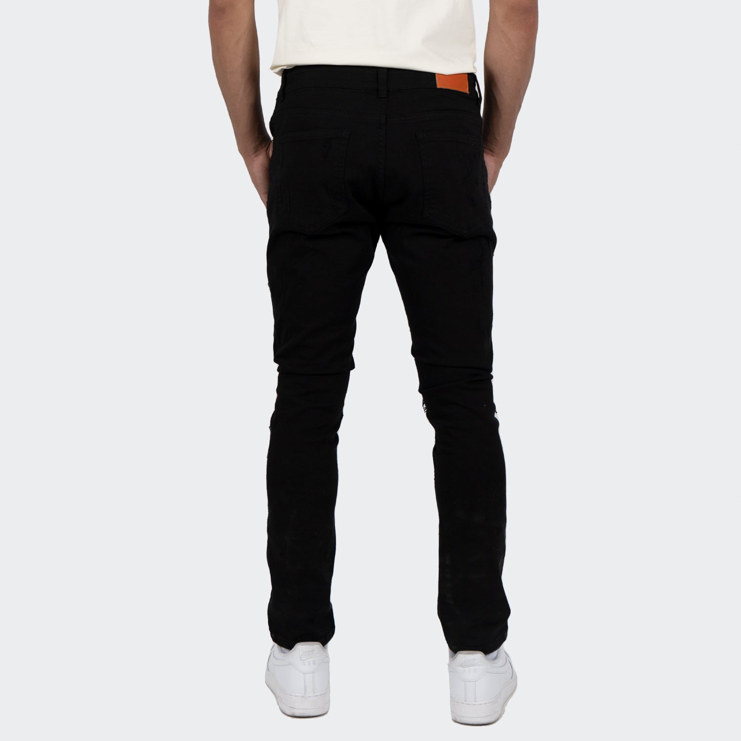 Men's TWO MILL TWENTY "Humboldt" Slim Fit Stitched Denim Jeans Jet Black