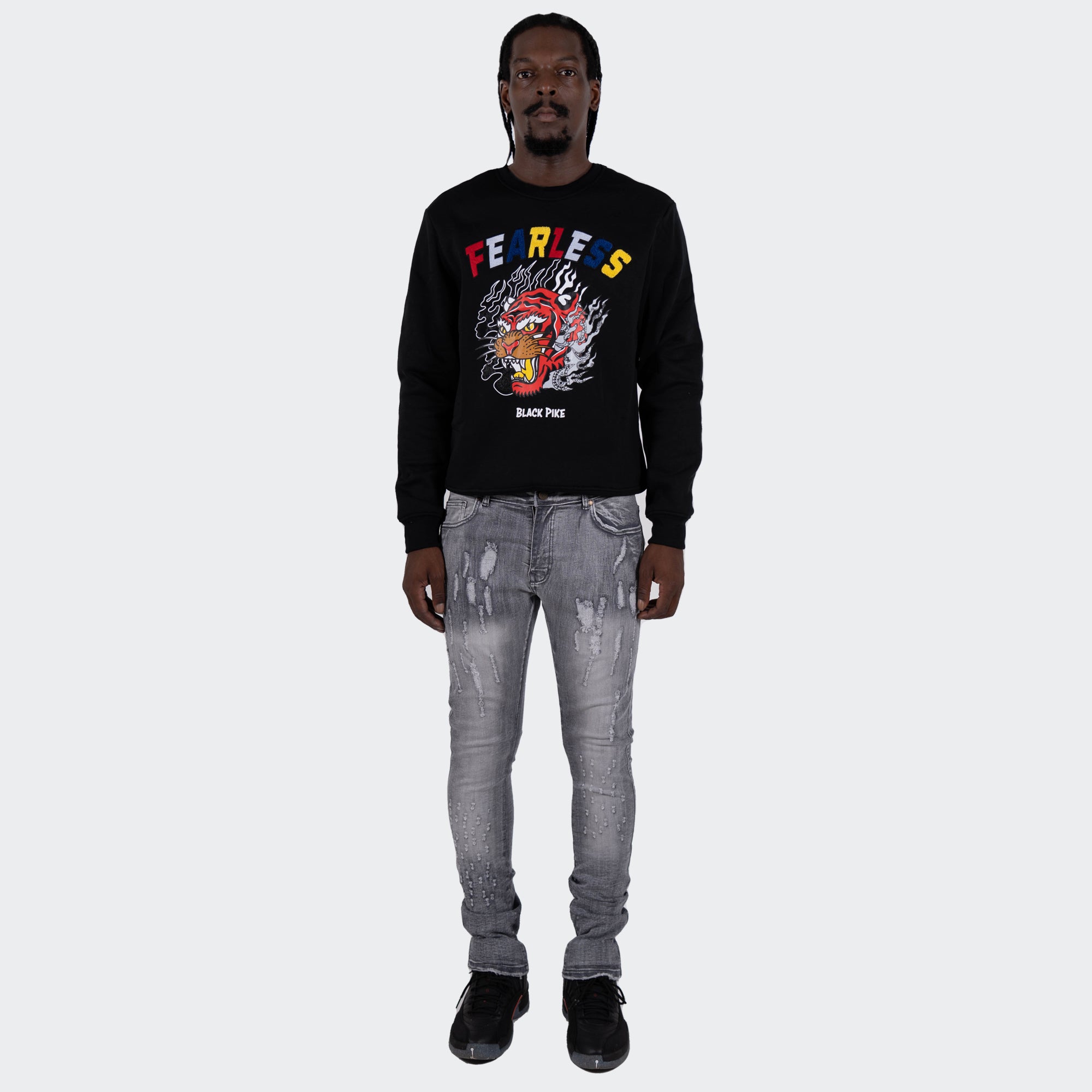 Men's TWO MILL TWENTY "Armitage" Slim Skinny Scratched Frosted Acid Wash Urban Streetstyle Designer Denim Jeans Grey Frost