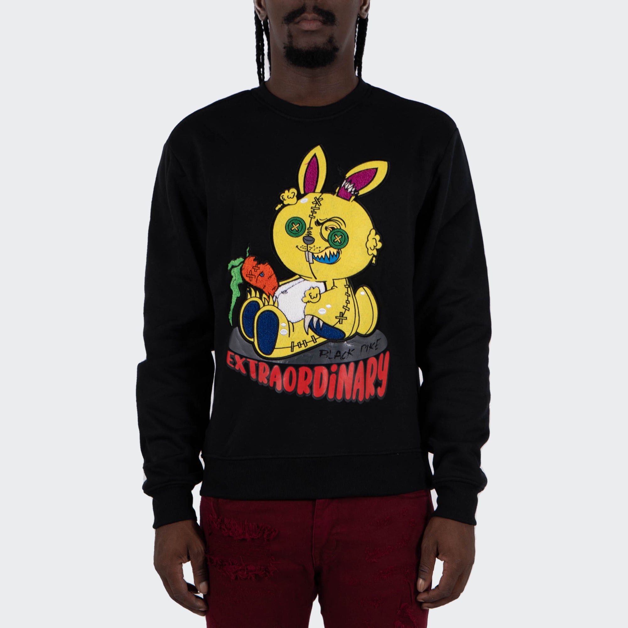 Men's TWO MILL TWENTY "Extraordinary" Graphic Embroidered Sweatshirt Black