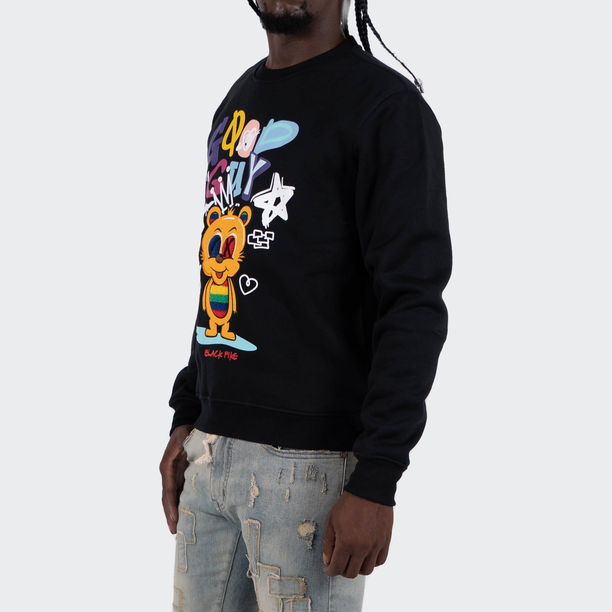 Men's TWO MILL TWENTY "Good Guy" Graphic Embroidered Sweatshirt Black