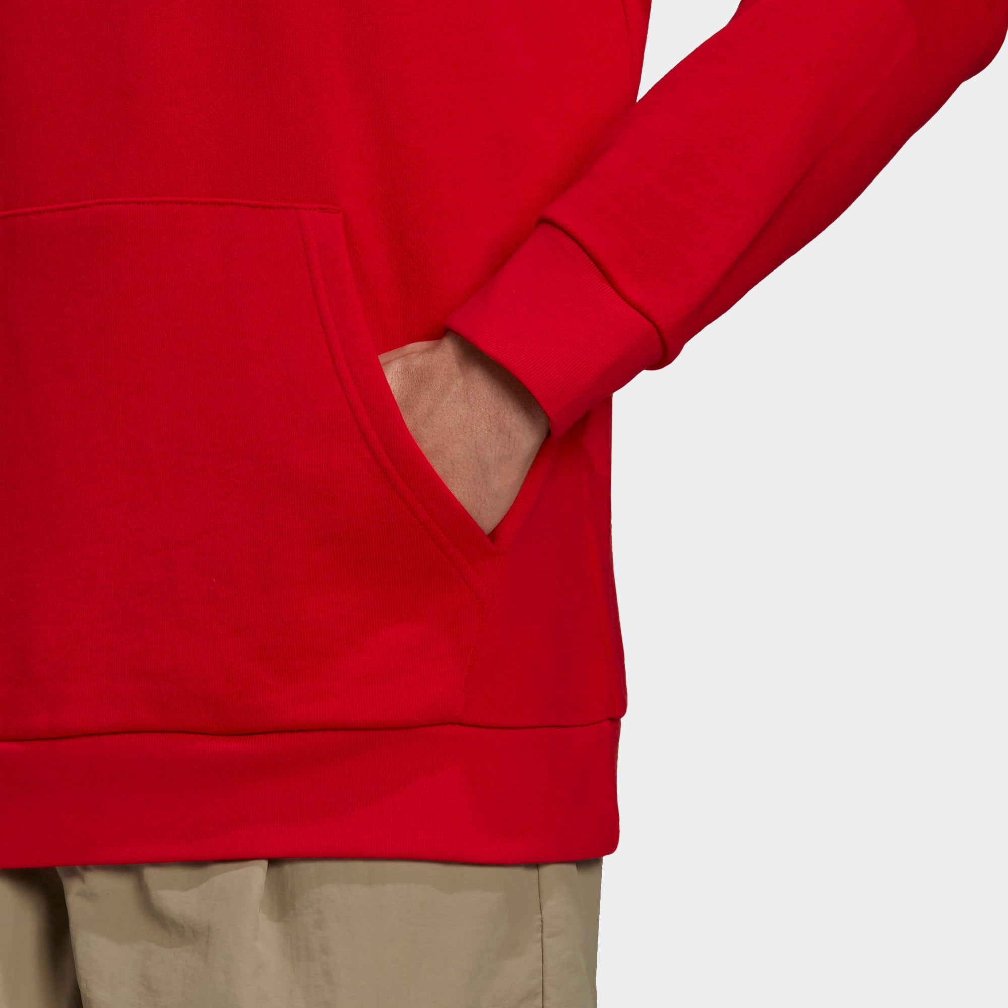 Men's adidas Trefoil Hoodie Scarlet Red GN3389 | Chicago City Sports | kangaroo pocket