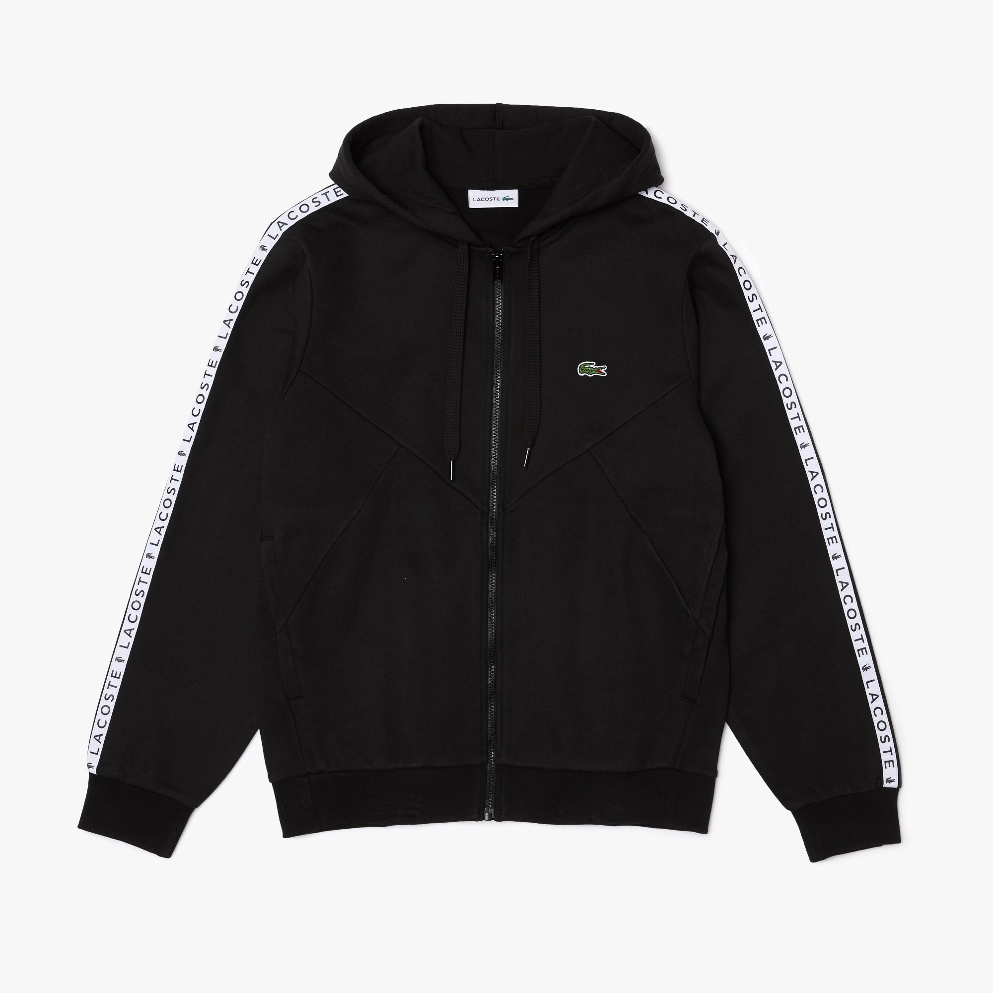 Men's Lacoste Colorblock Lettered Fleece Zip Hoodie Black