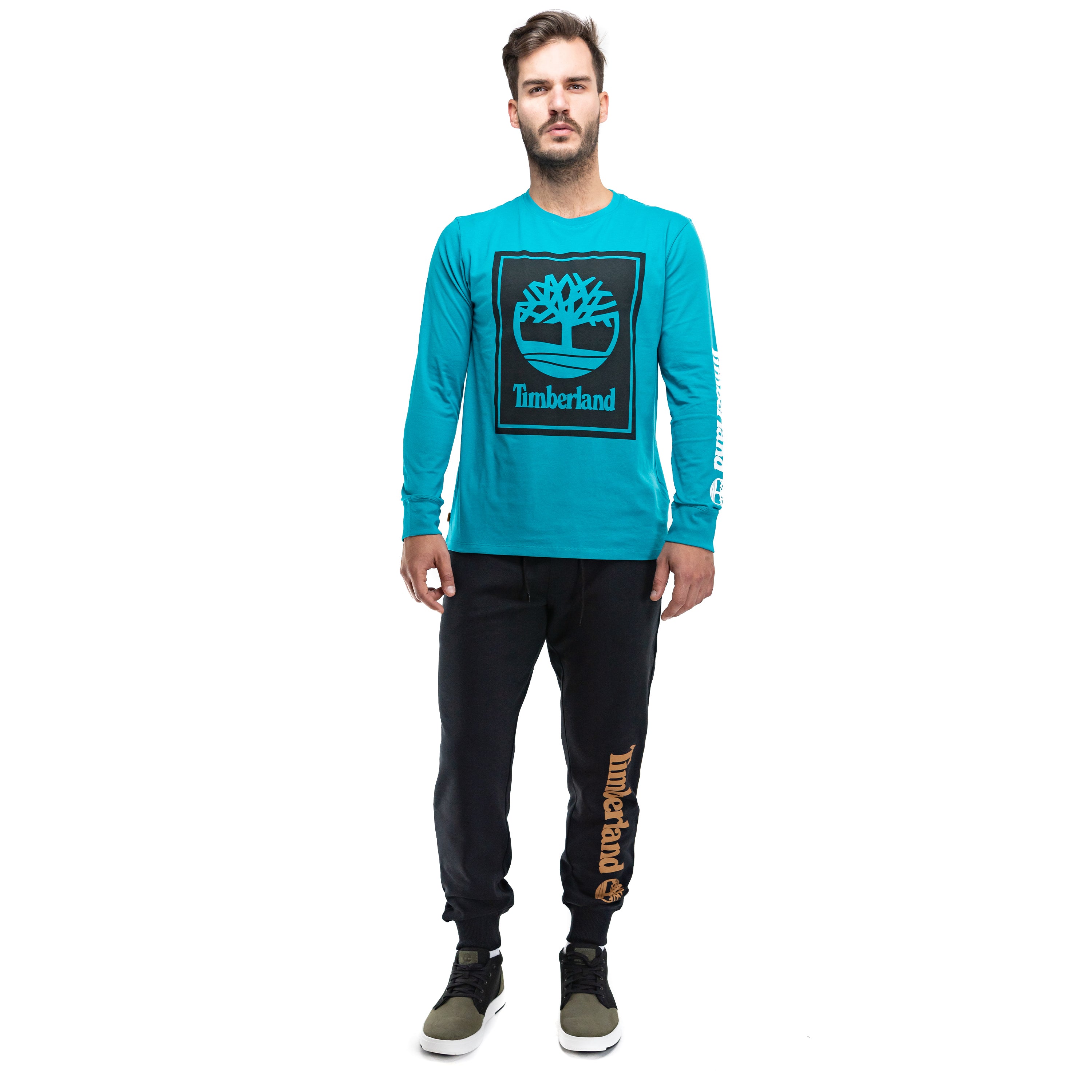 Men's Timberland Logo Sweatpants Black Wheat