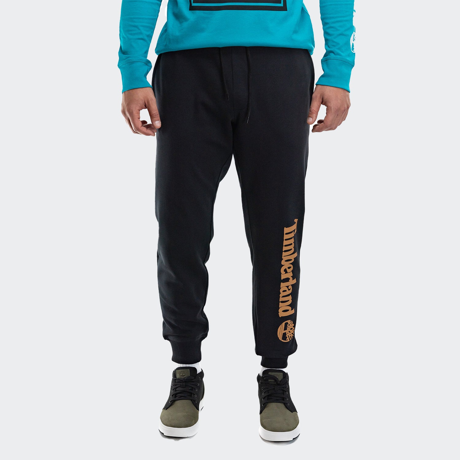 Men's Timberland Logo Sweatpants Black Wheat