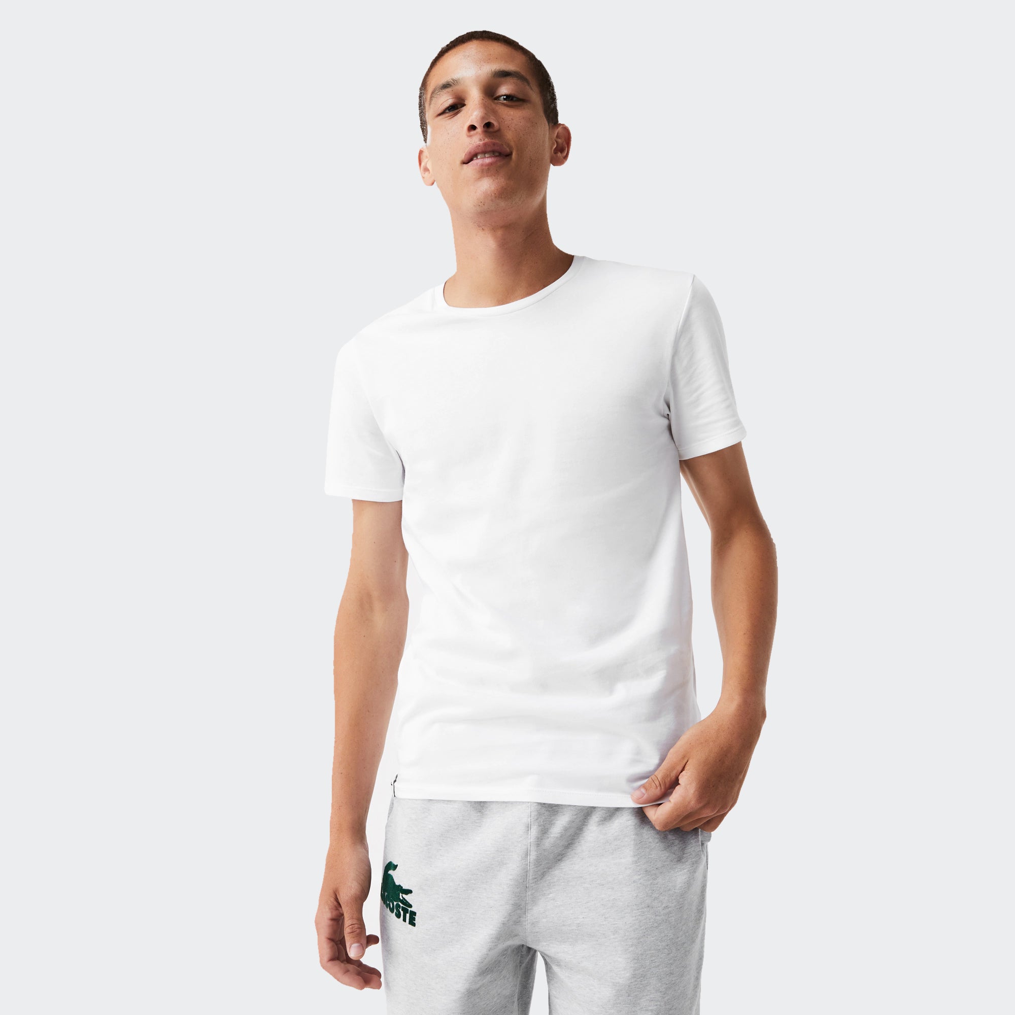 Men's Lacoste Crew Neck Cotton T-Shirt 3-Pack White