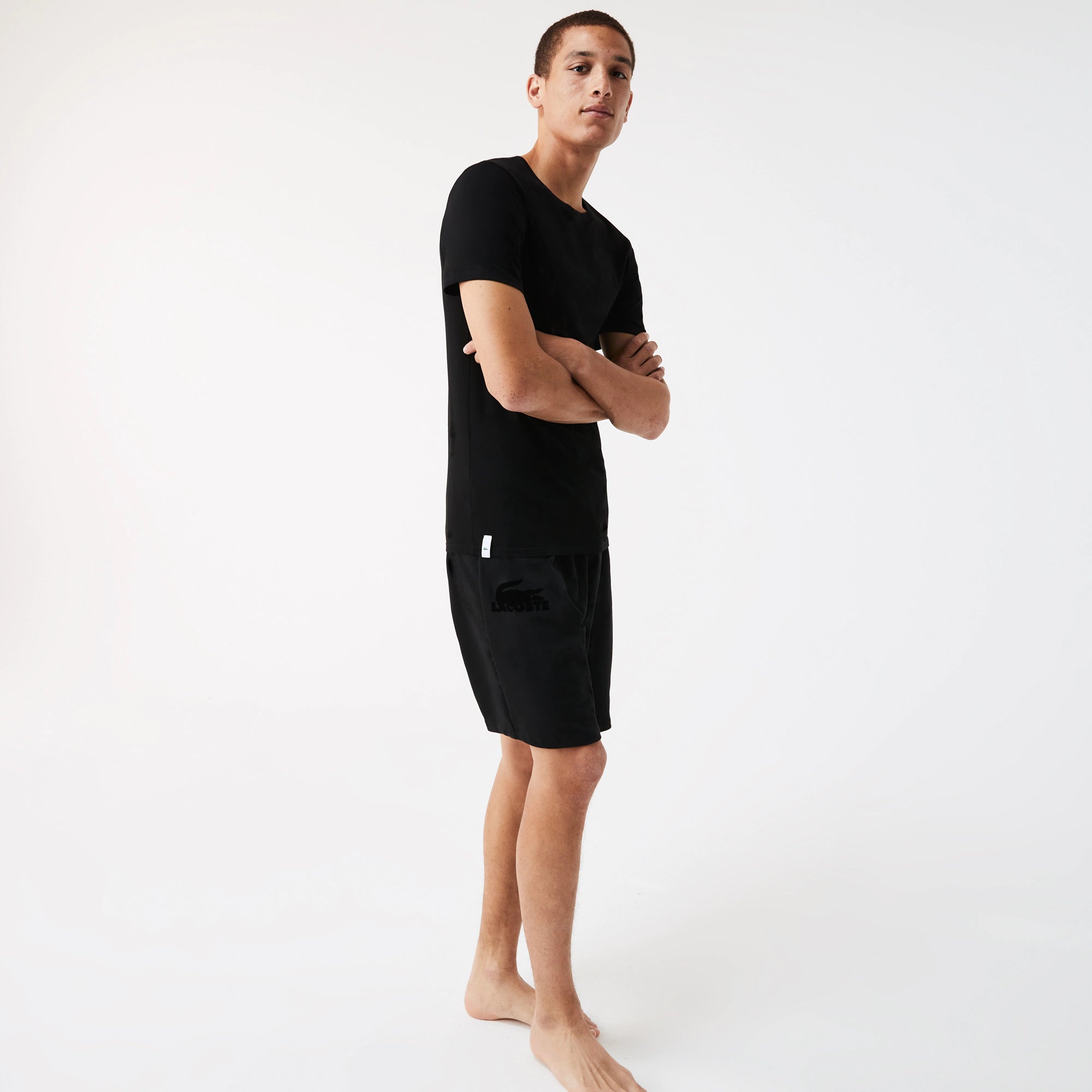 Men's Lacoste Crew Neck Cotton T-Shirt 3-Pack Black