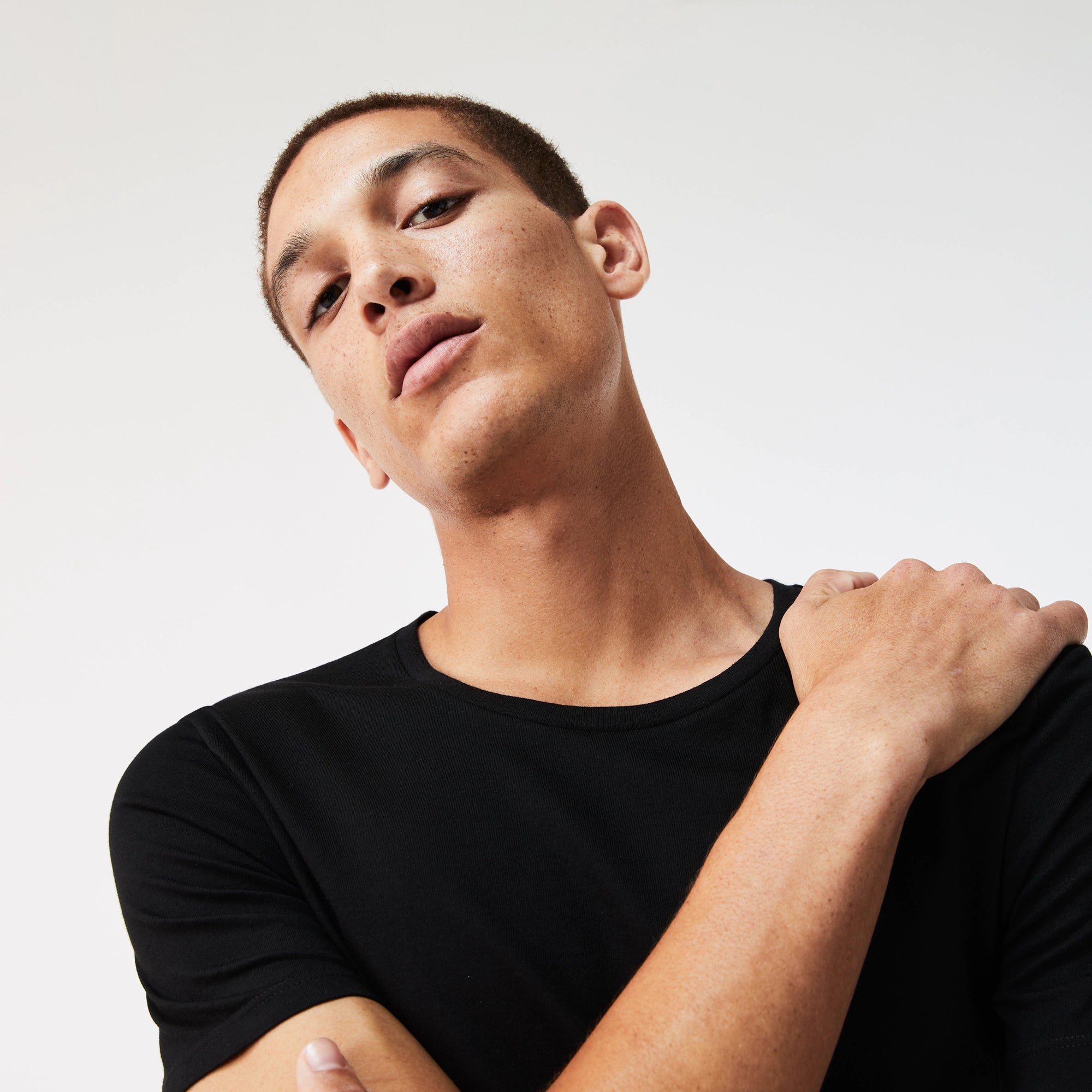 Men's Lacoste Crew Neck Cotton T-Shirt 3-Pack Black