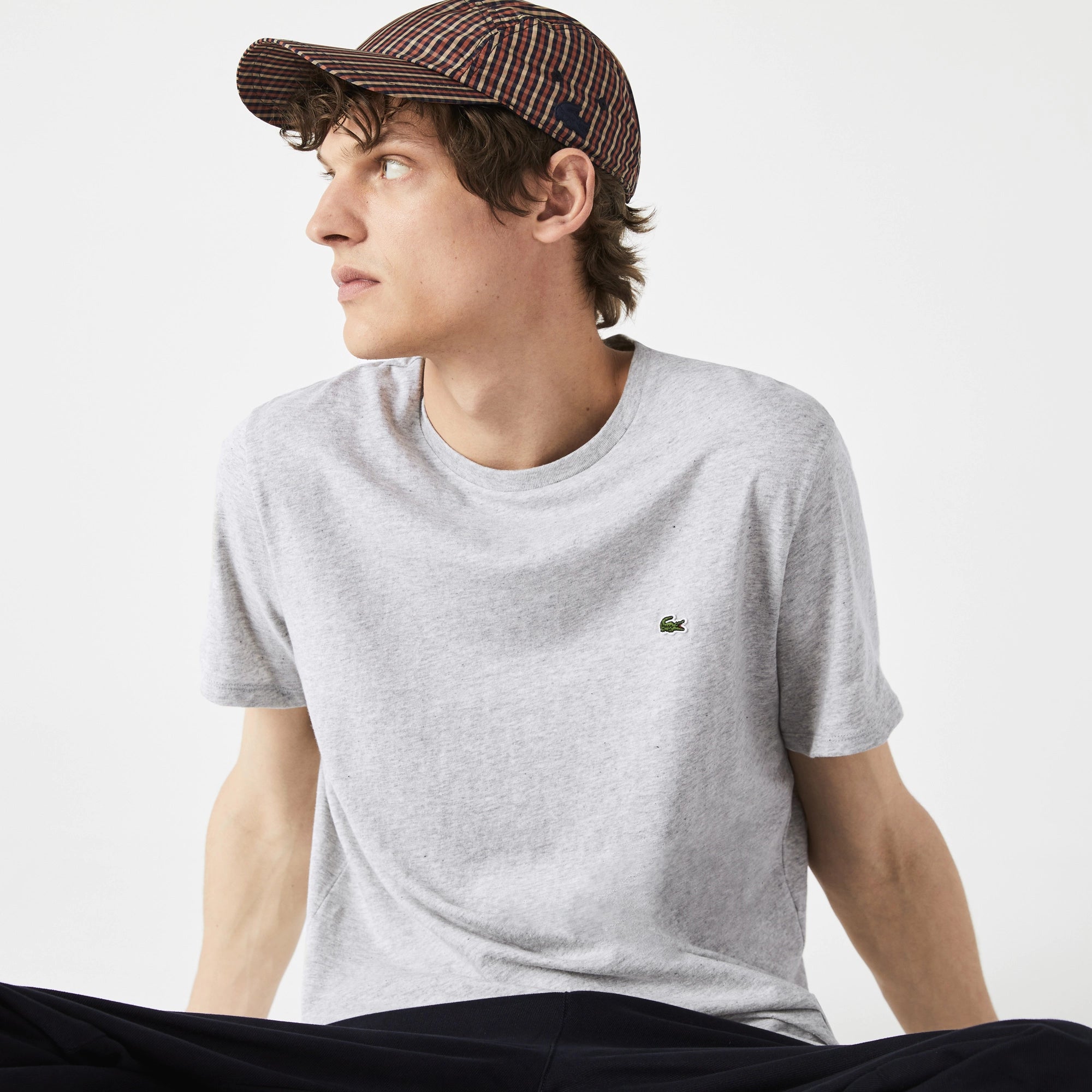 Men's Lacoste Crew Neck Pima Cotton Jersey T-Shirt Grey