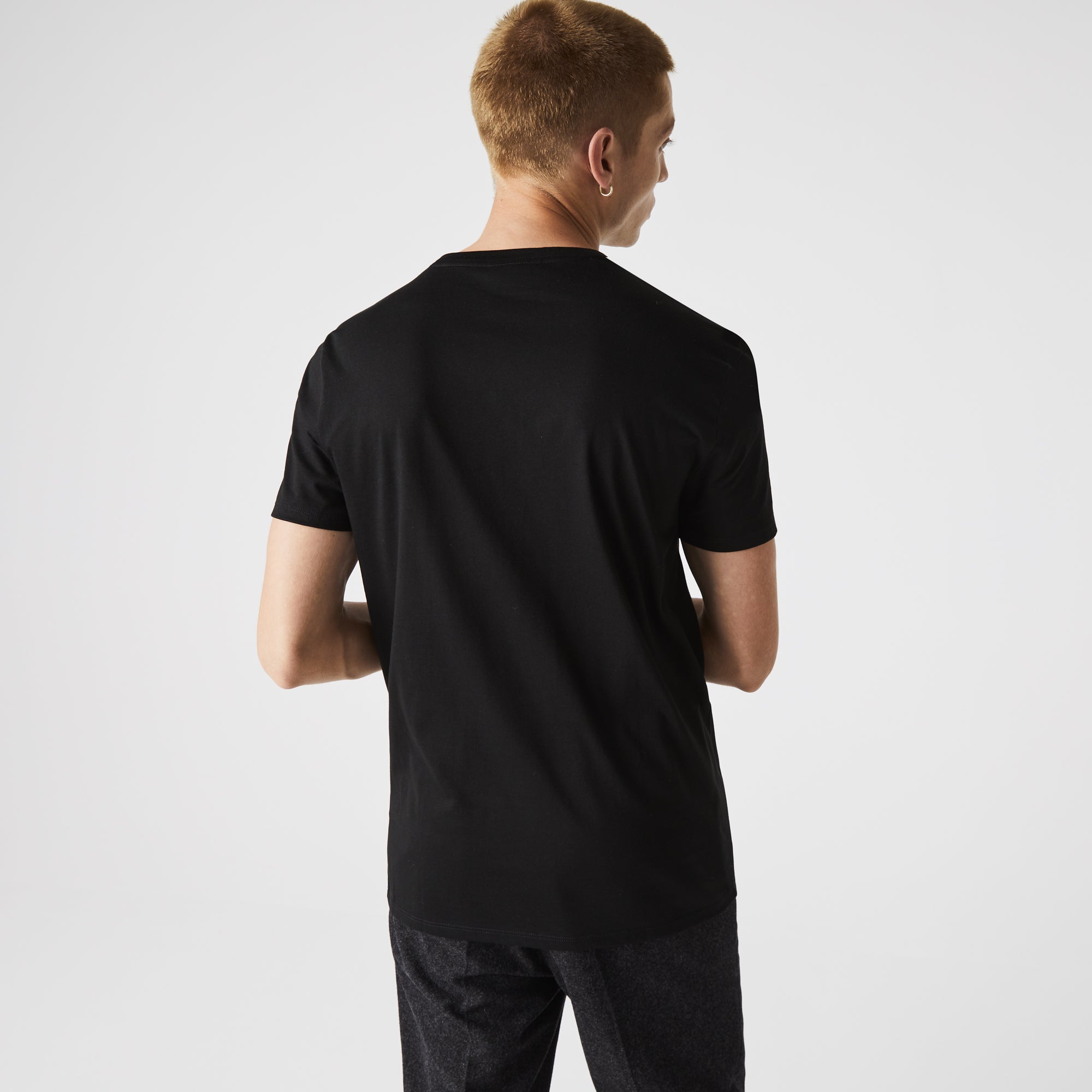 Men's Lacoste V-Neck Pima Cotton Jersey T-Shirt Black