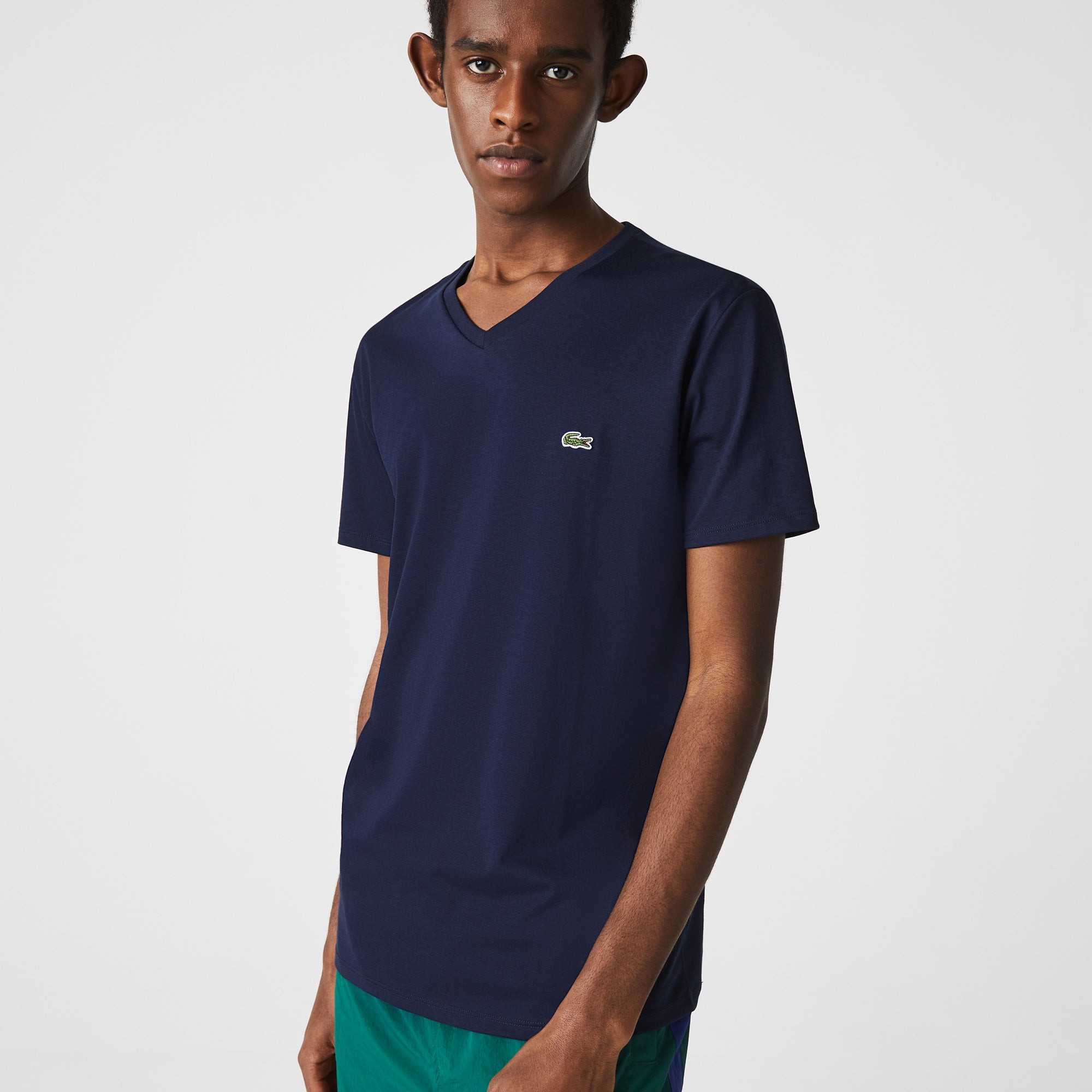 Men's Lacoste V-Neck Pima Cotton Jersey T-Shirt Navy