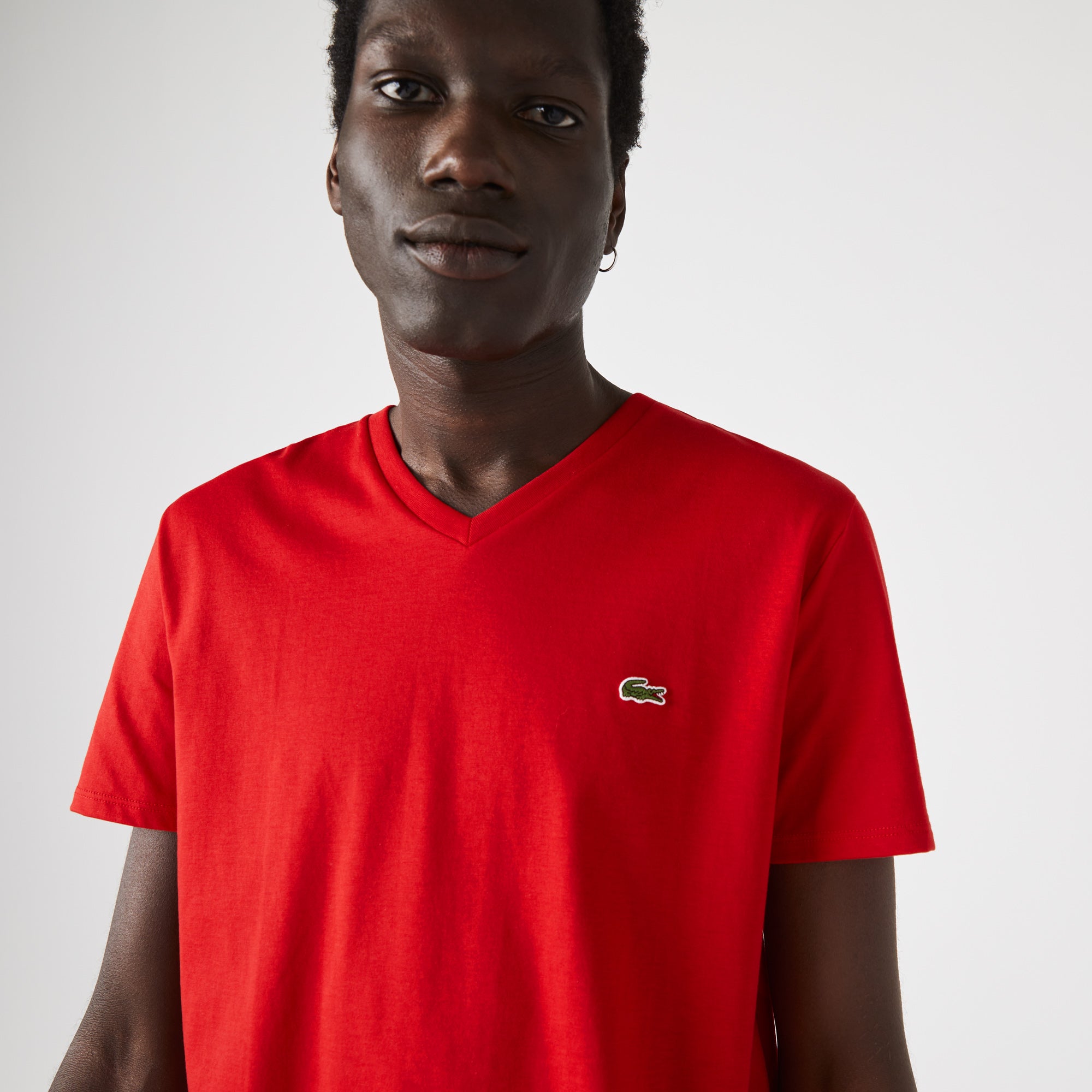 Men's Lacoste V-Neck Pima Cotton Jersey T-Shirt Red