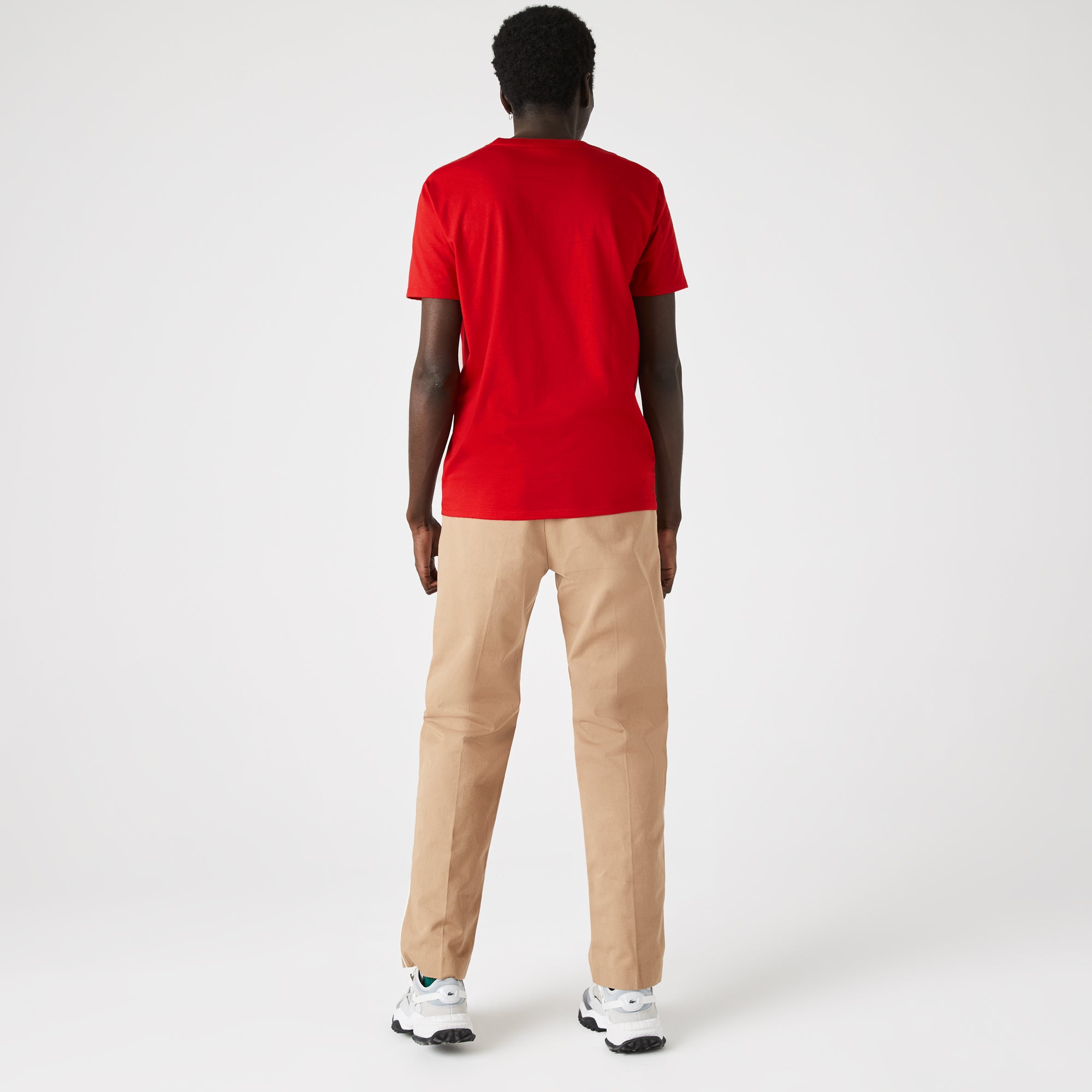 Men's Lacoste V-Neck Pima Cotton Jersey T-Shirt Red