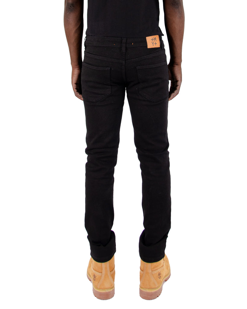 Men's TWO MILL TWENTY "Canal" Slim Fit Stitch Detail Jeans Black Lava