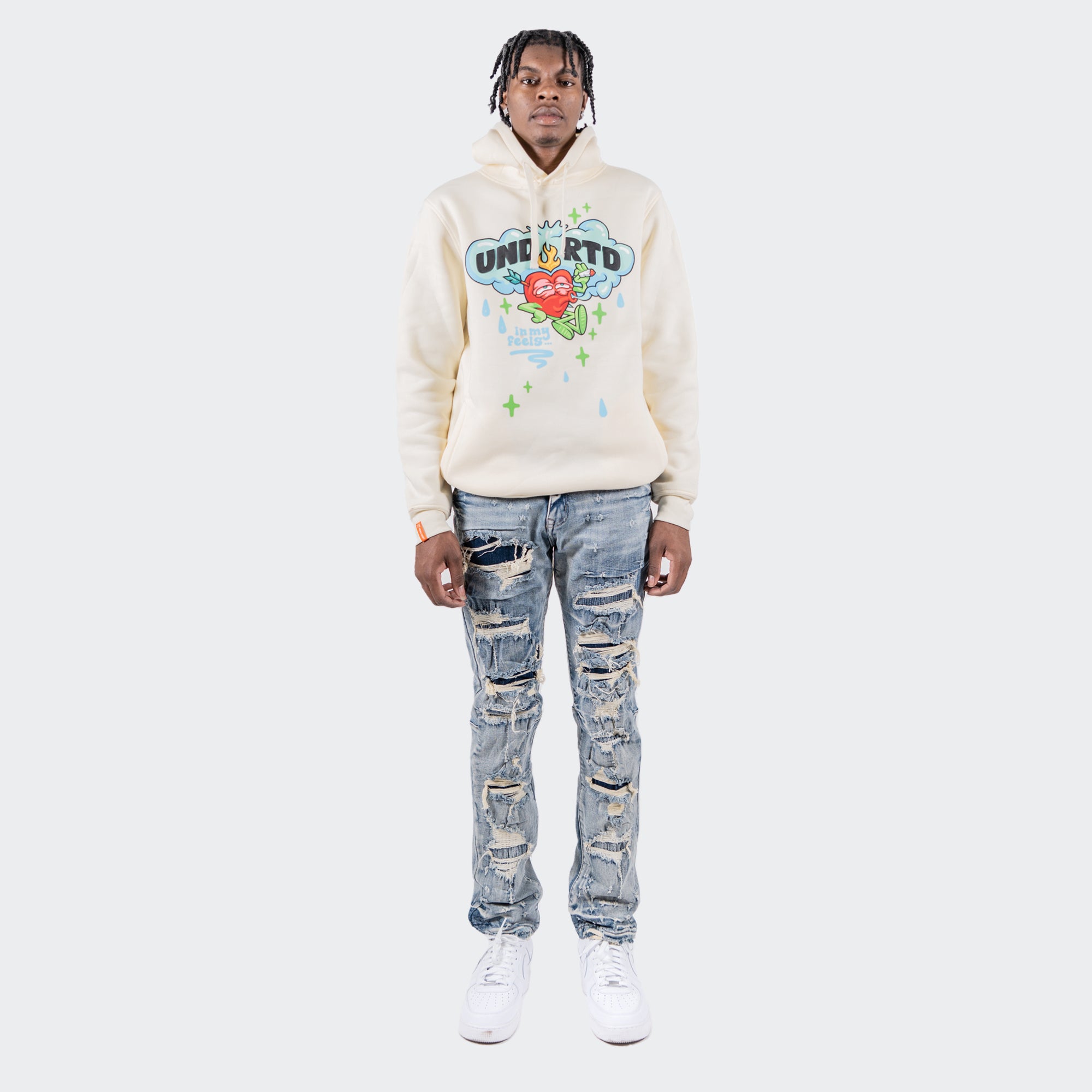 Men's TWO MILL TWENTY "Wrigley" Rip Torn Destroyed Skinny Denim Jeans Aspen Blue