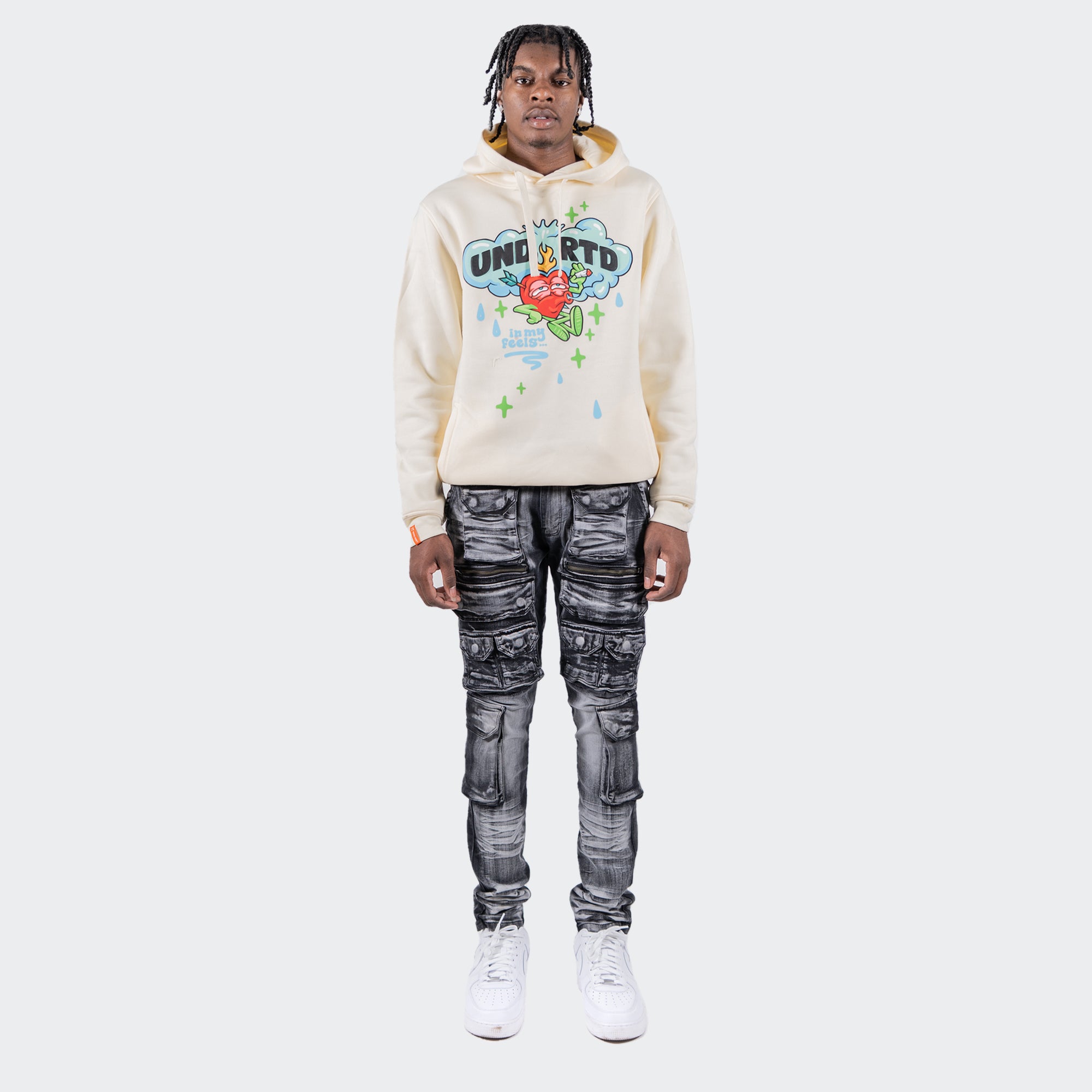 Men's TWO MILL TWENTY "Austin" Utility Pocket Fashion Skinny Denim Jeans Black Wash