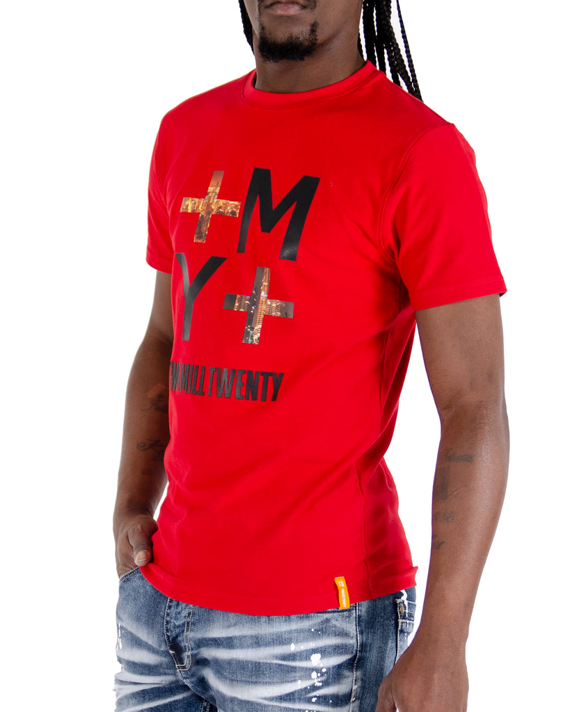 Men's Two Mill Twenty Inverse Logo Graphic T-Shirt Red