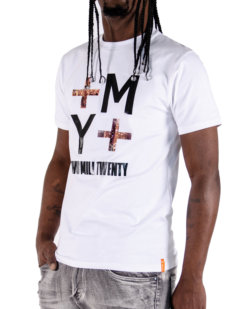 Men's Two Mill Twenty Inverse Logo Graphic T-Shirt White